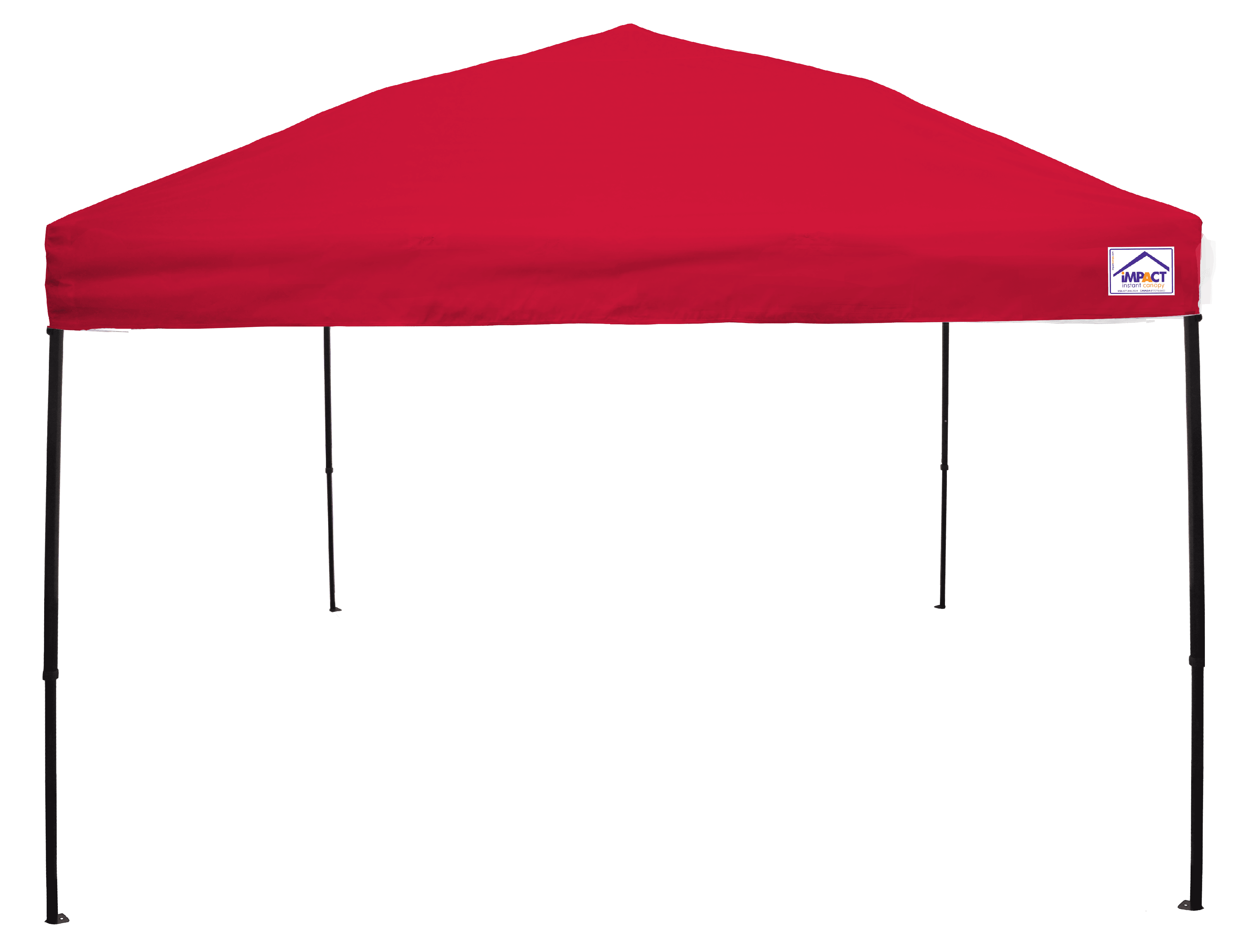 Impact Canopy 10' x 10' Canopy Tent, UV Coated, Black Steel Framed, Pop Up Tent Includes Roller Bag, Red