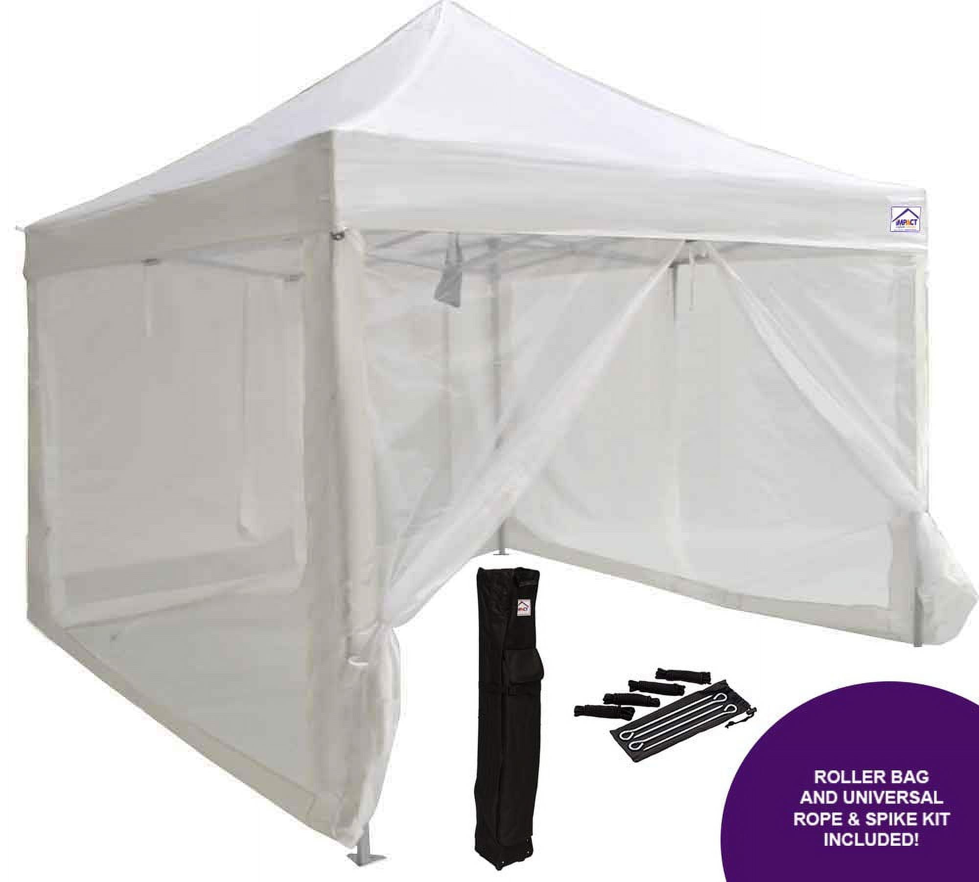 Impact Canopy 10' x 10' Pop-Up Canopy Tent, Mesh Sidewalls, Screen Room, Steel Frame, Gazebo Enclosure, White