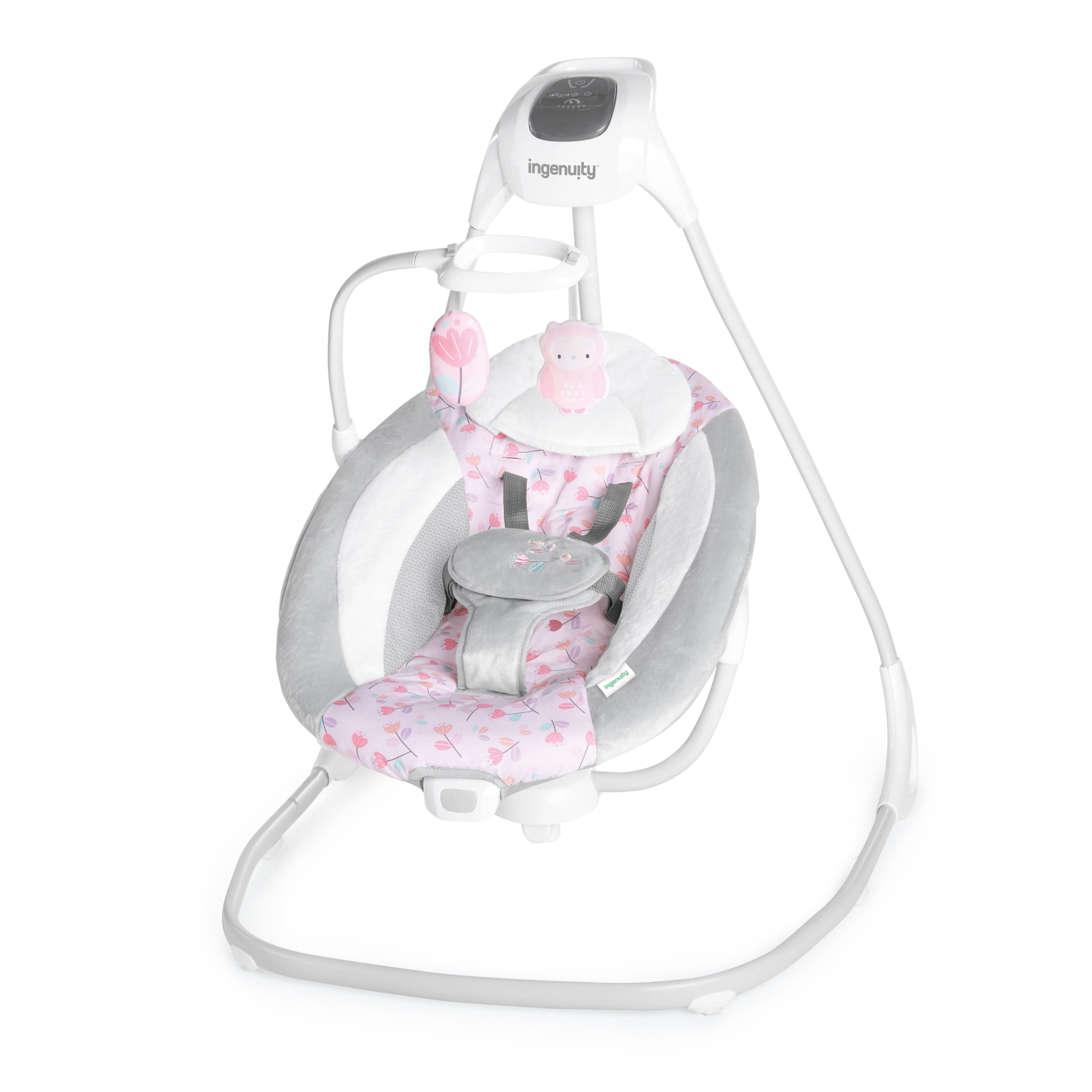Ingenuity SimpleComfort Multi-Direction Compact Baby Swing with Vibrating Seat, For Infants, Unisex - Cassidy (Pink)