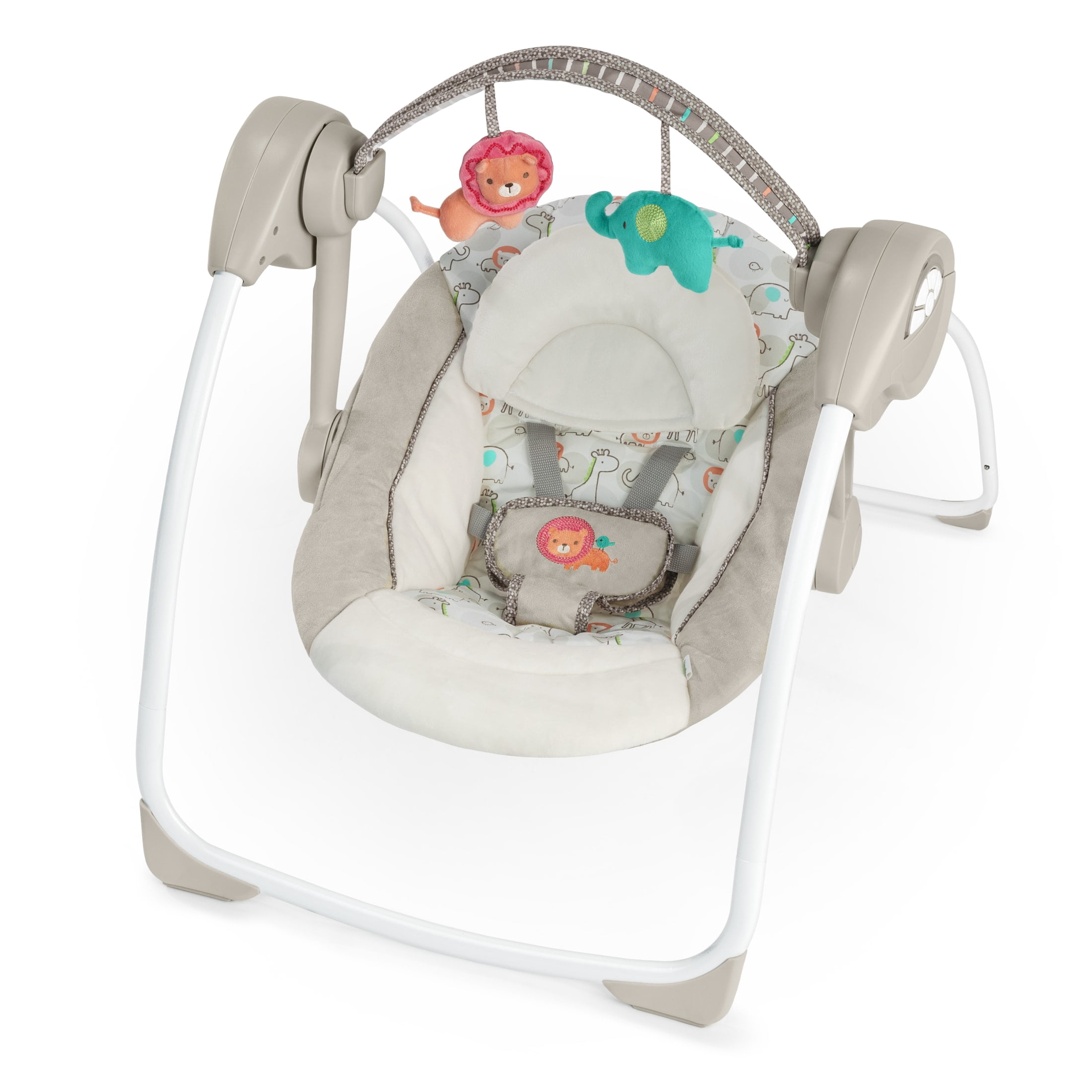 Ingenuity Soothe 'N Delight 6-Speed Portable Baby Swing with Music - Cozy Kingdom, Ages 0-9 Months, Unisex
