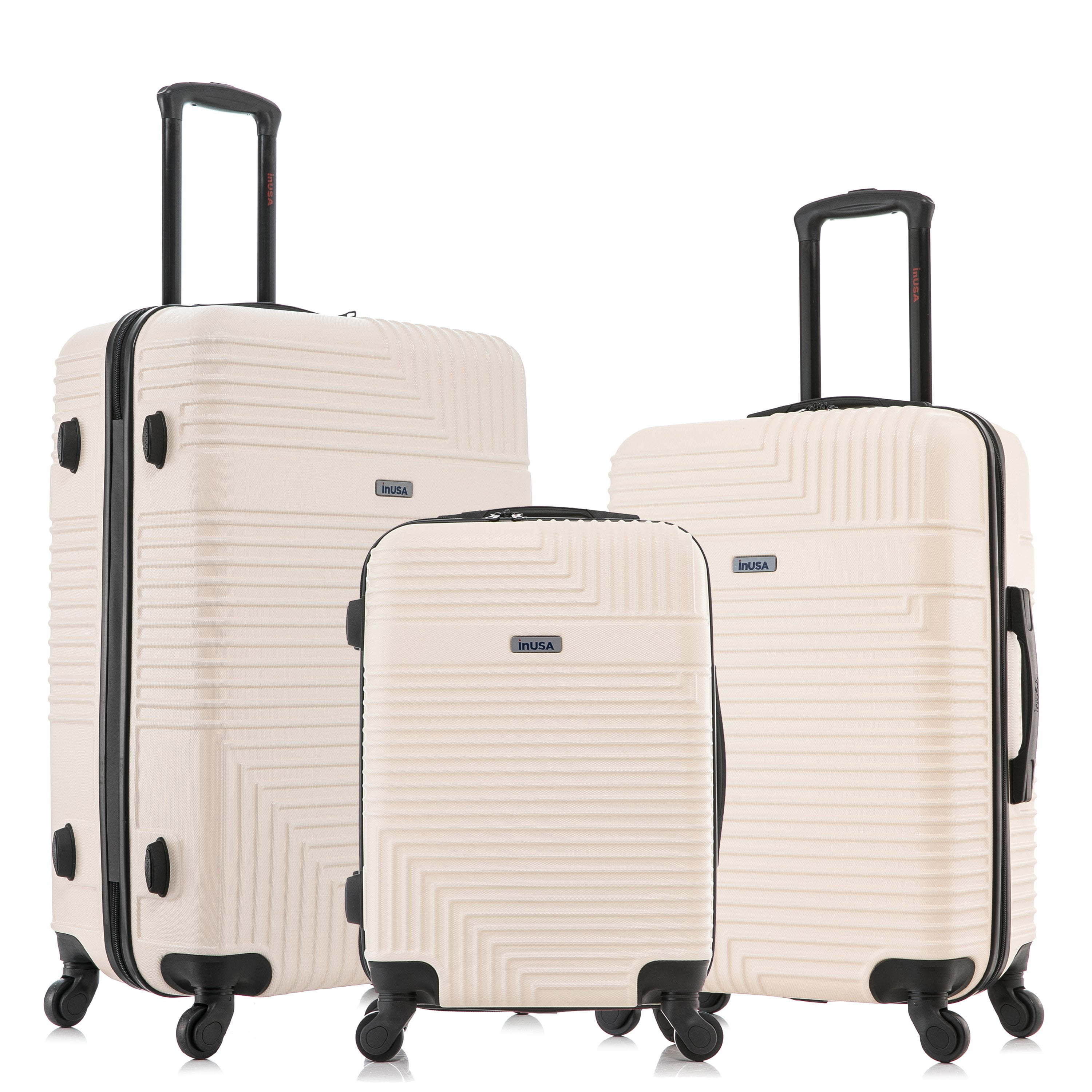 InUSA Resilience 3-Piece Hardside Luggage Sets with Spinner Wheels, Handle, Trolley, (20"/24"/28"), Sand