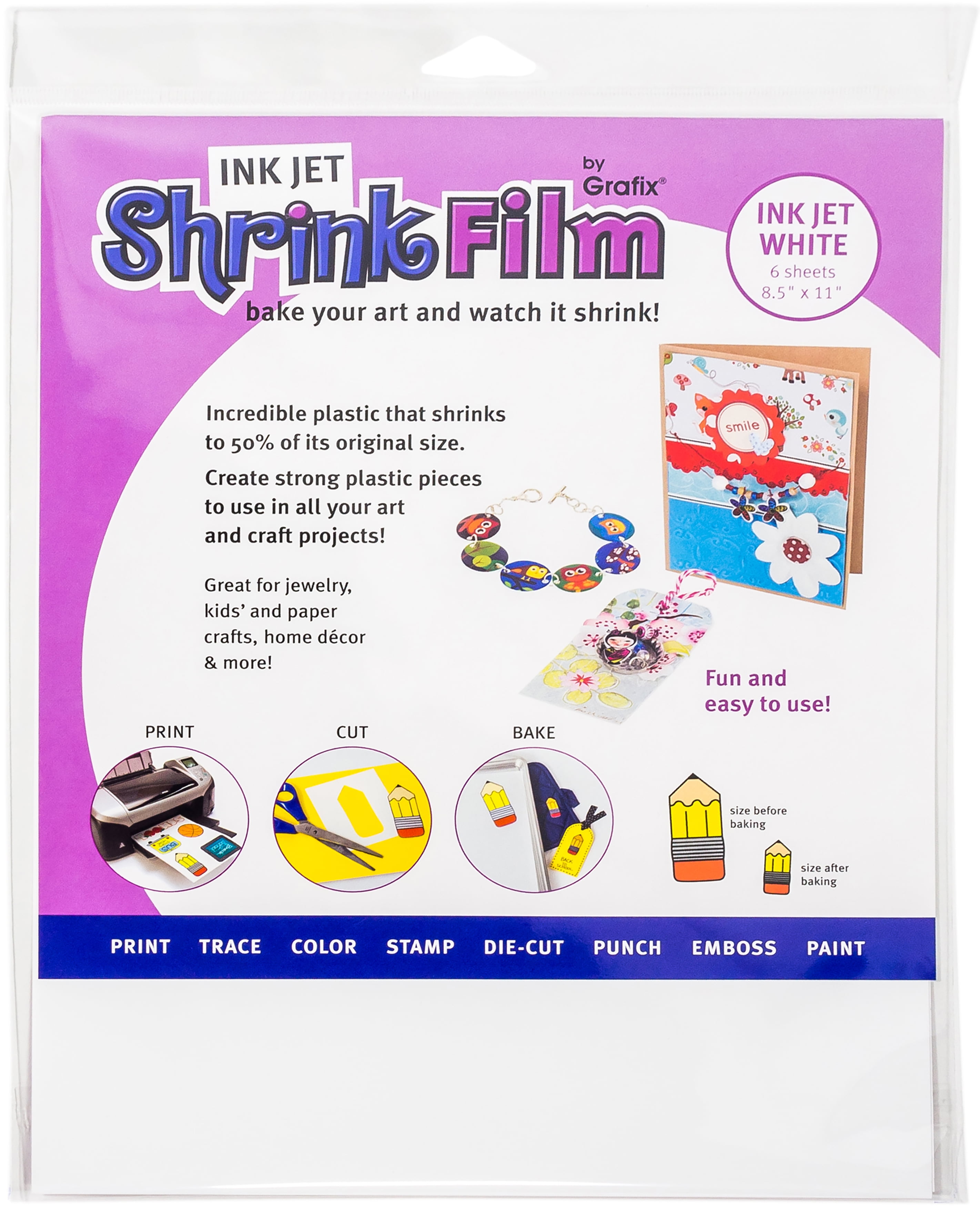 Inkjet Shrink Film 8.5"X11" 50/Pkg-White