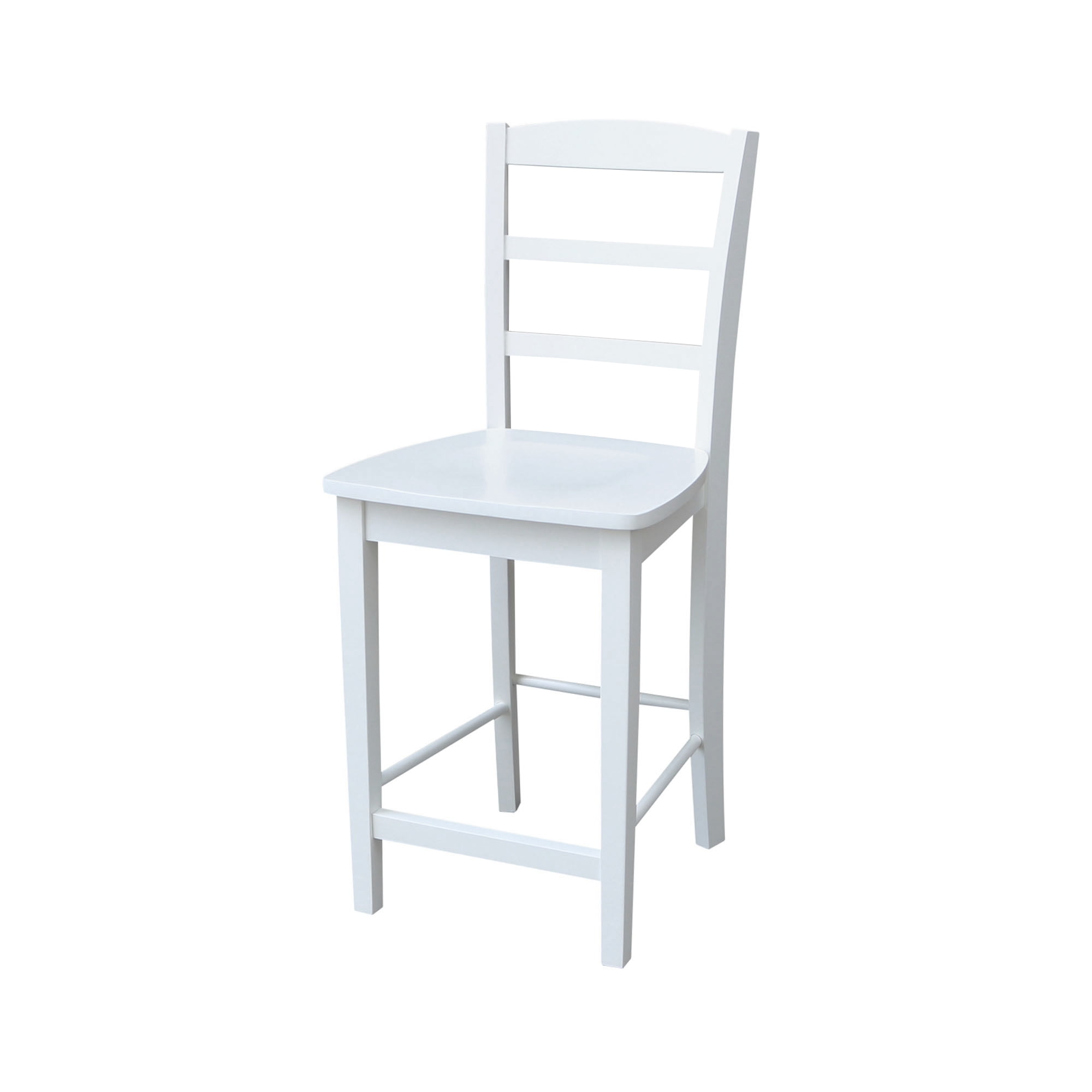 International Concepts Wood Madrid Ladder Back Counter Height Stool in White - 24" Seat Height