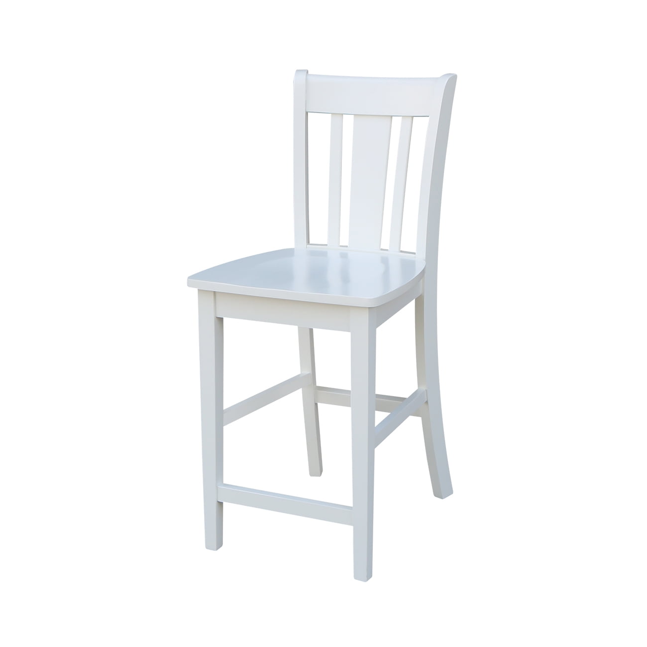 International Concepts Wood San Remo Slat Back Counter Height Stool in White - 24" Seat Height
