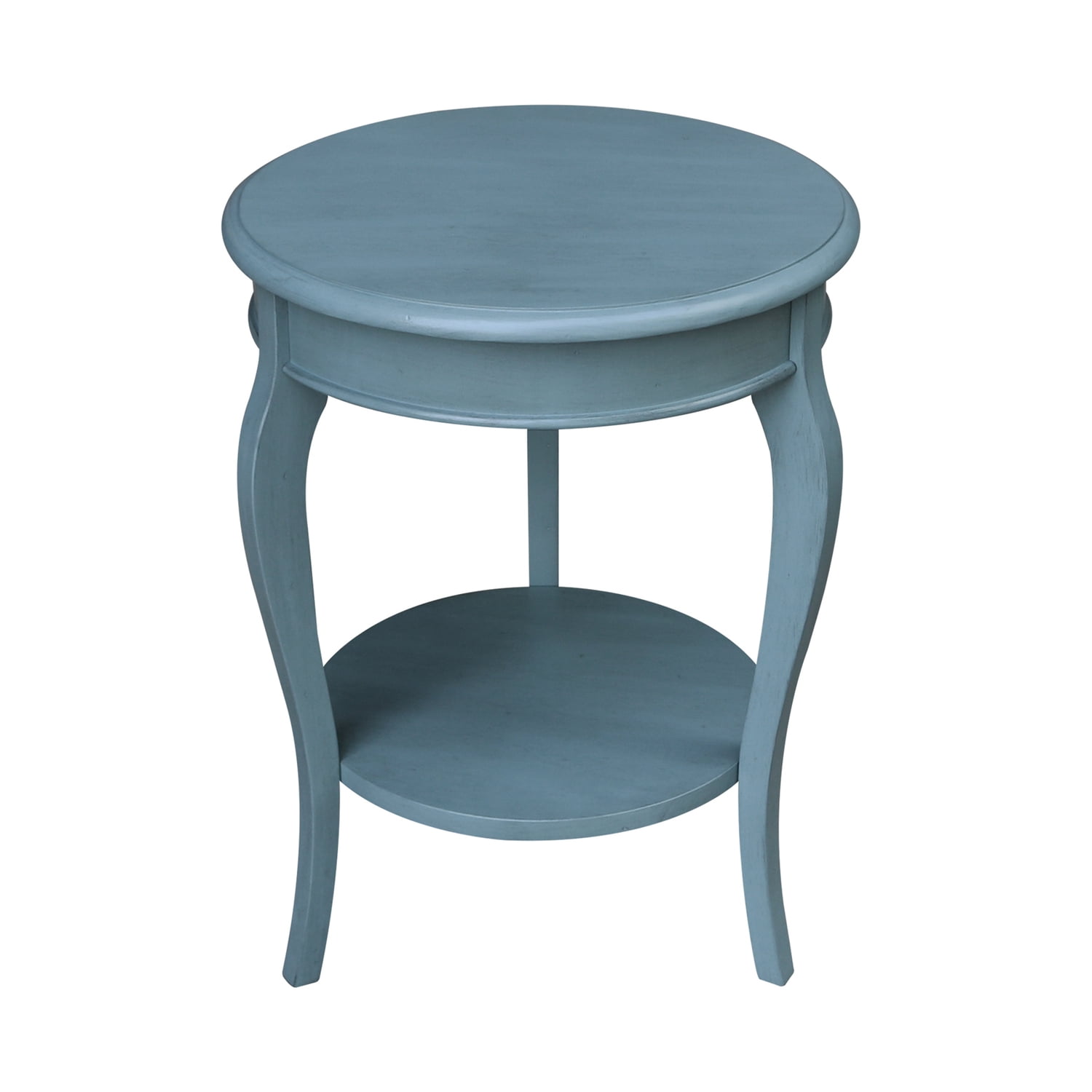 International Concepts Cambria Solid Wood Round End Table in Ocean Blue