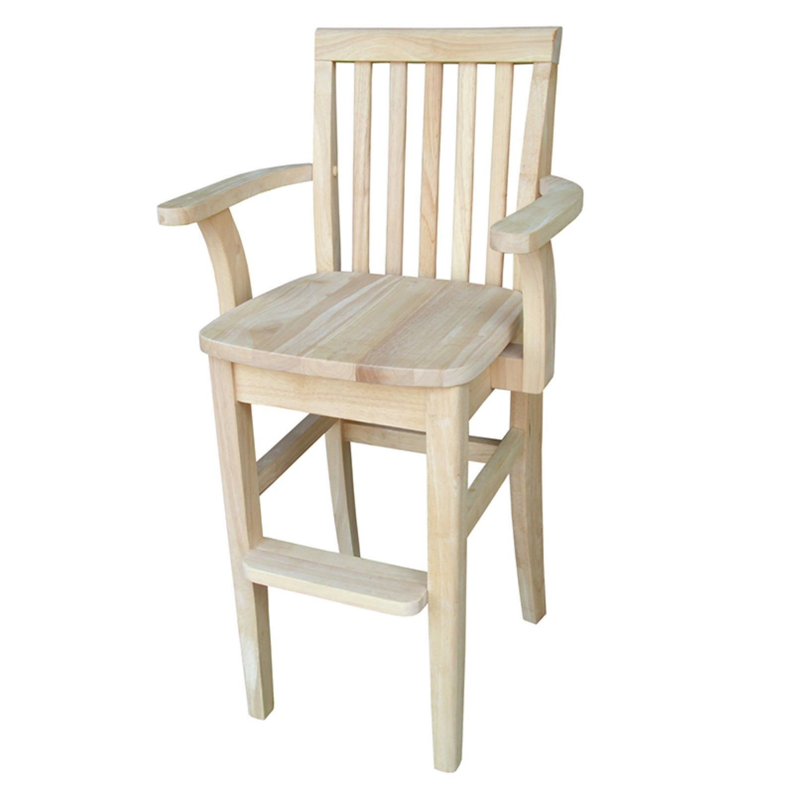 International Concepts Indoor Wood Mission Youth Chair with Arms in Unfinished