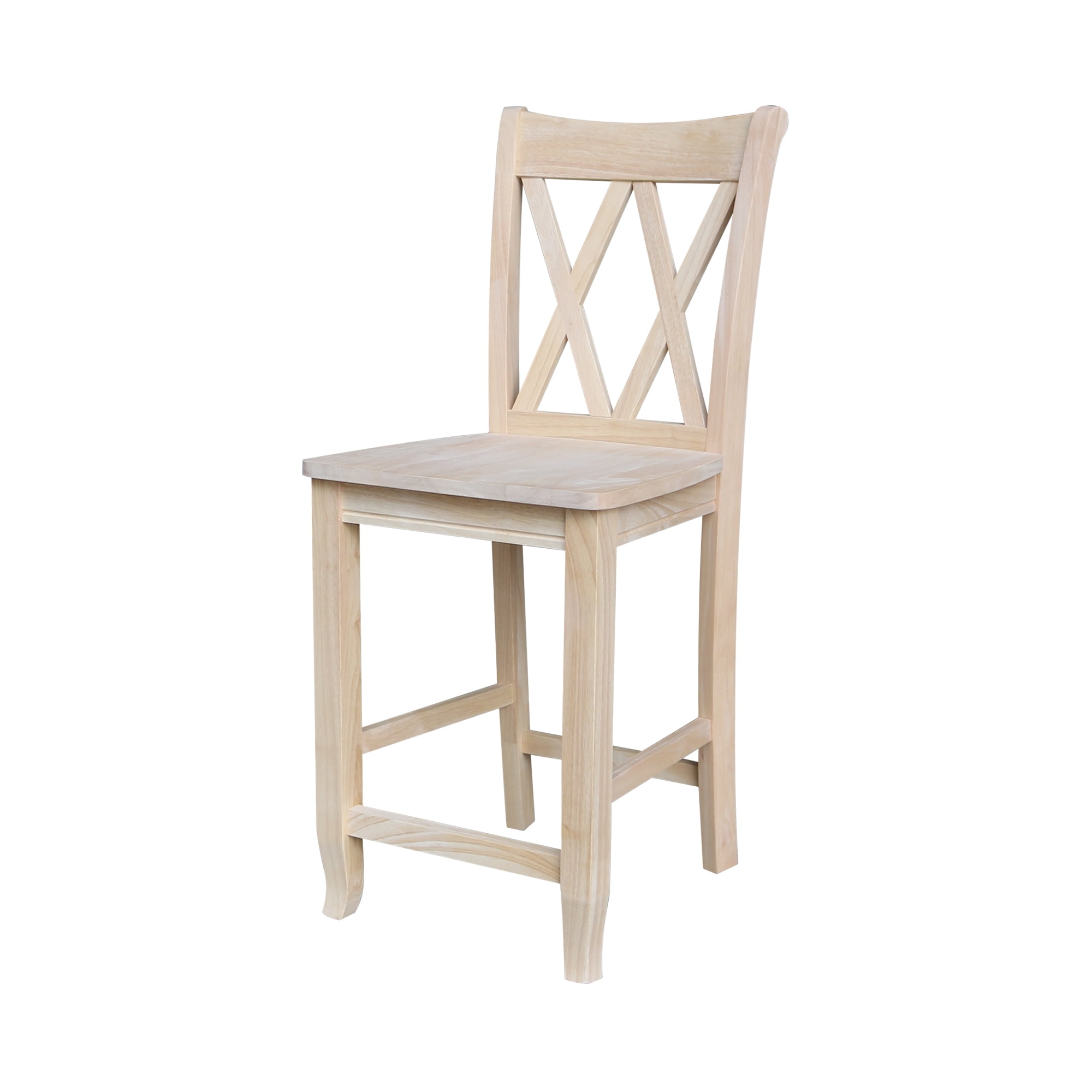 International Concepts Solid Wood Double X Counter Height Stool Unfinished