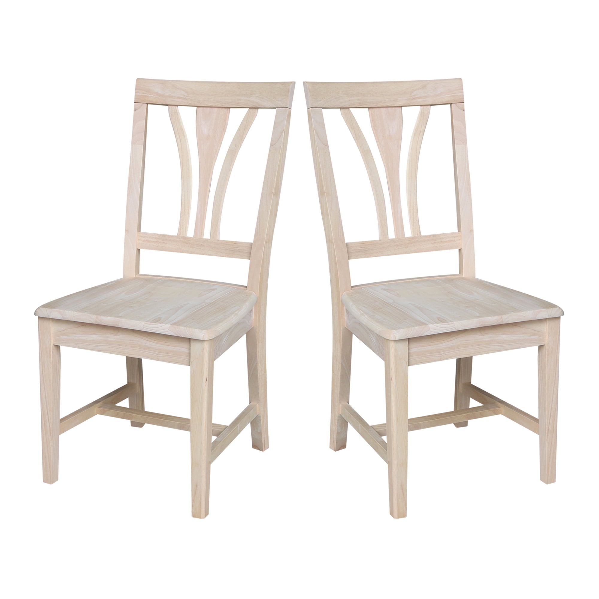 International Concepts Solid Wood Fanback Dining Chairs in Unfinshed ( Set of 2)