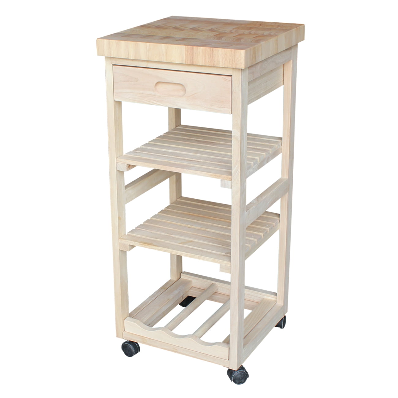 International Concepts Solid Wood Unfinished Kitchen Trolley