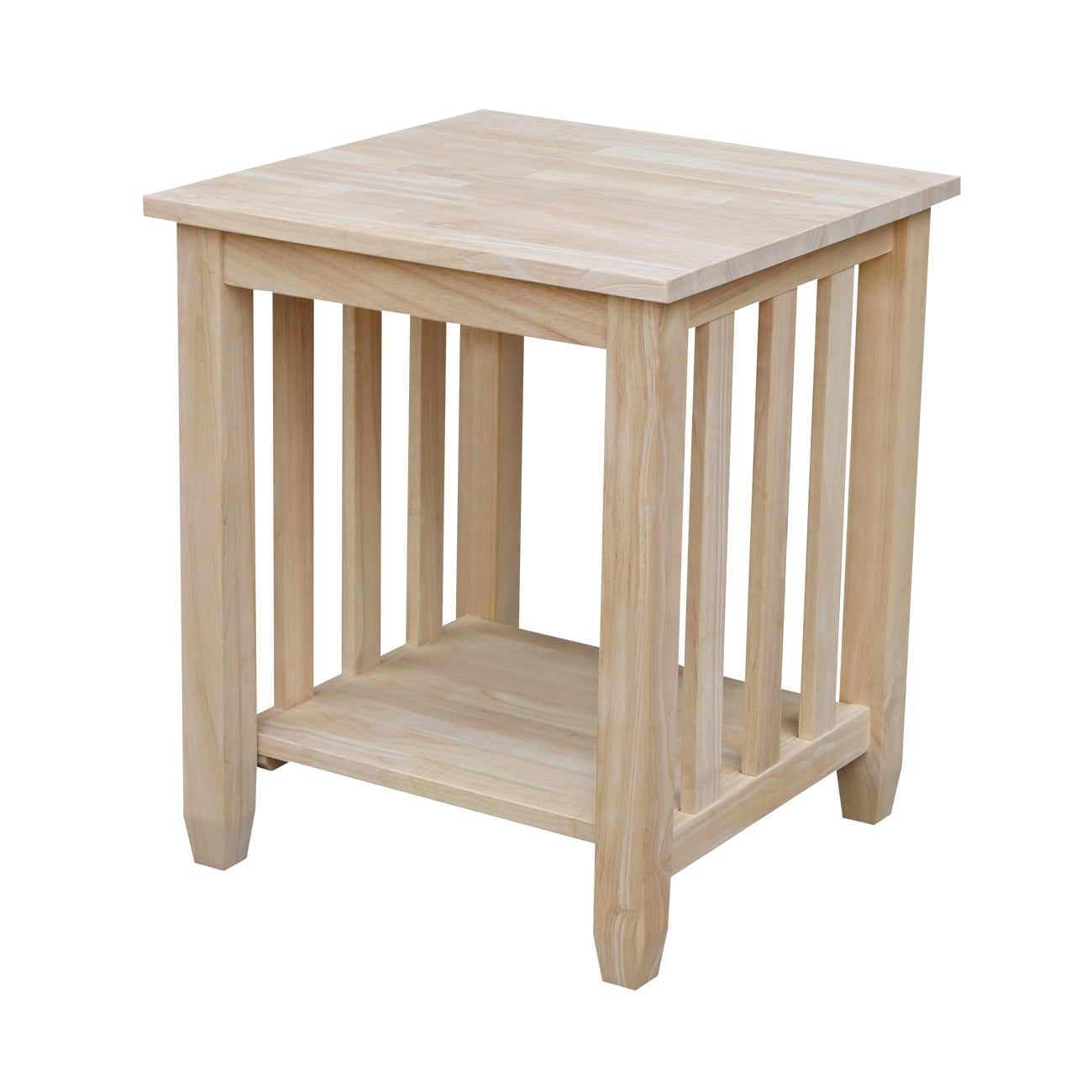 International Concepts Solid Wood Unfinished Mission Tall End Table