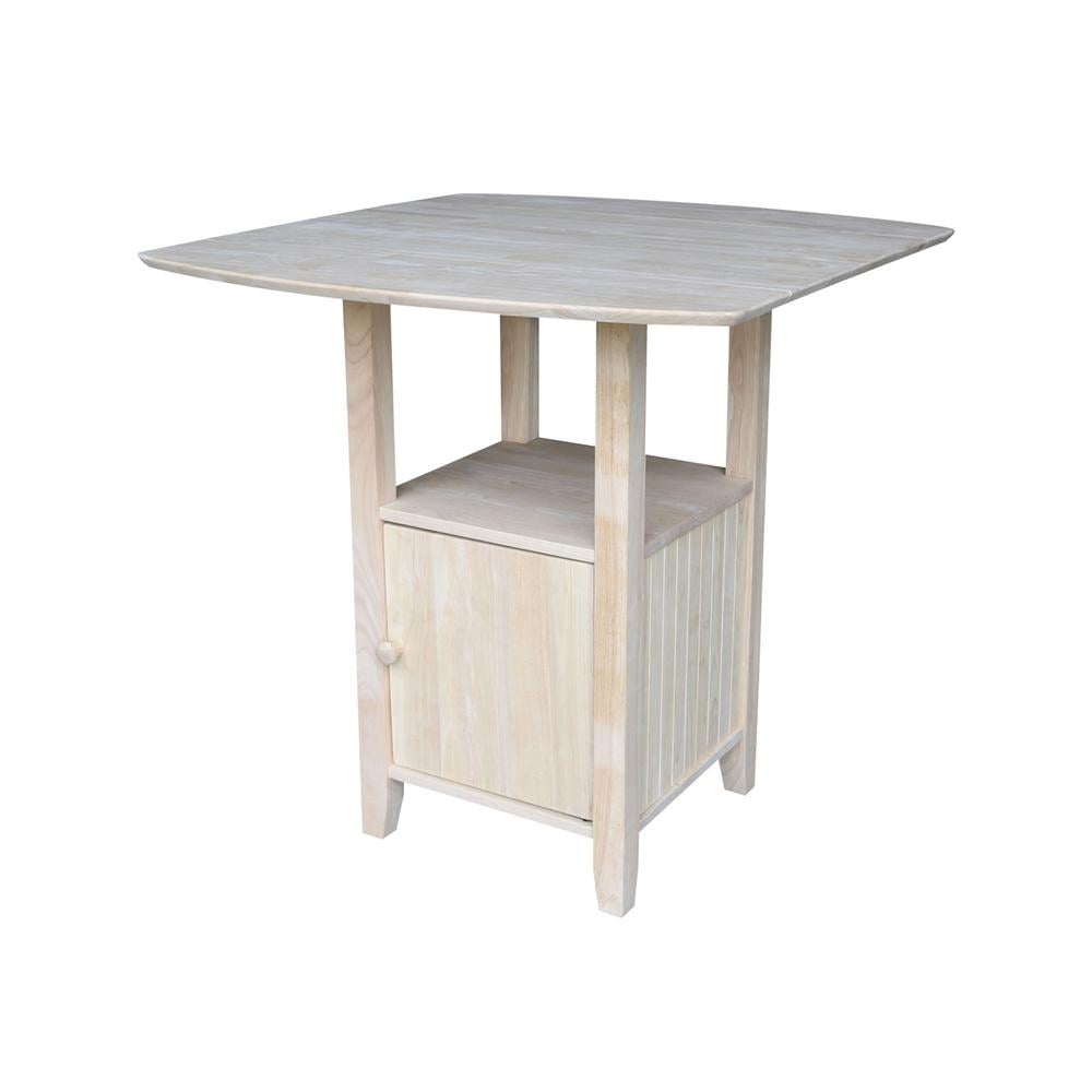 International Concepts T-3638Dpg Dual Drop Leaf Bar Height Bistro Table with Storage, Ready To Finish