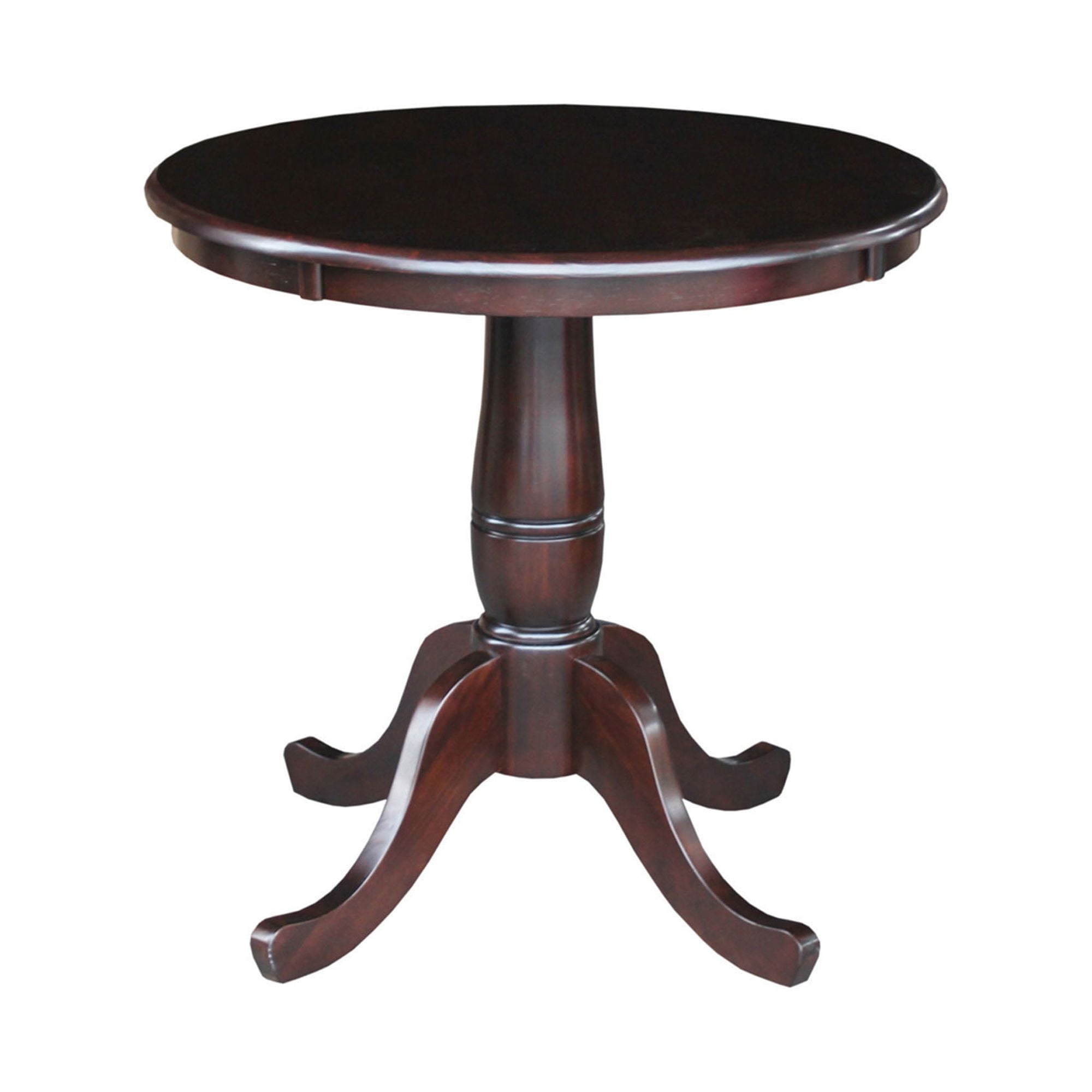 International Concepts 30" Round Wood Dining Table in Rich Brown Black