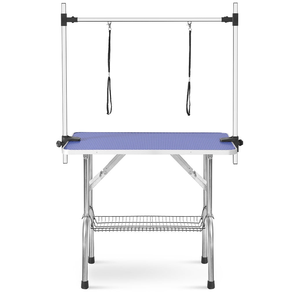 Irene Inevent Pet Hair Trimming Grooming Table with Adjustable Arm Clamps Large Animal Hair Styling Table