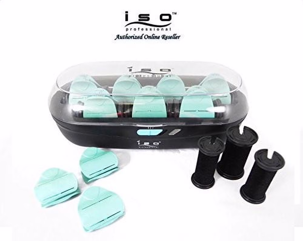 Iso Beauty Diamond Collection Hot Hair Rollers, Black & Blue, 20 Ct