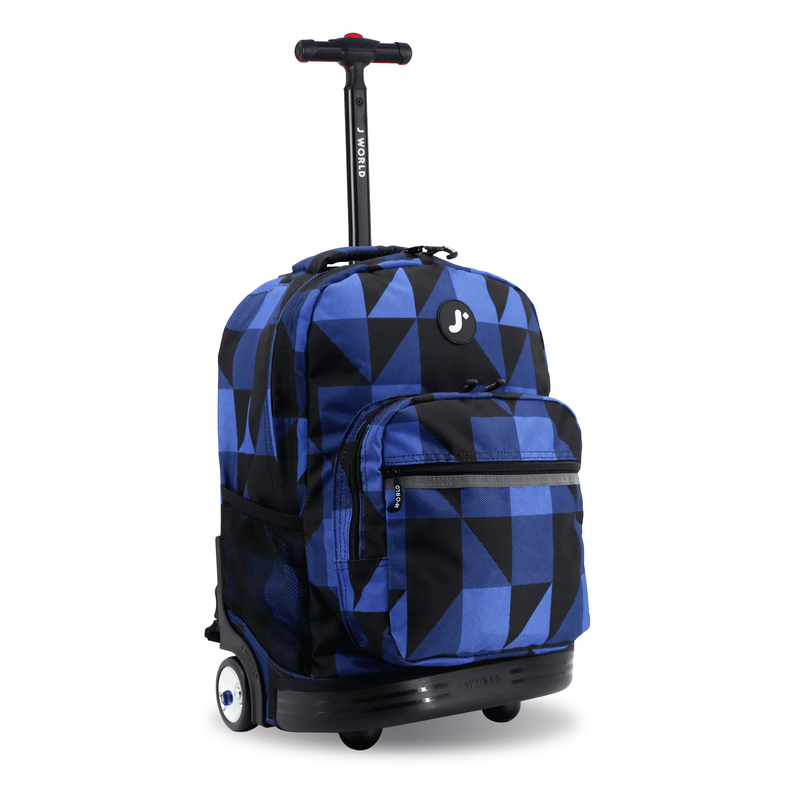 J World Boys and Girls Sunrise 18" Rolling Backpack for School and Travel, Block Navy