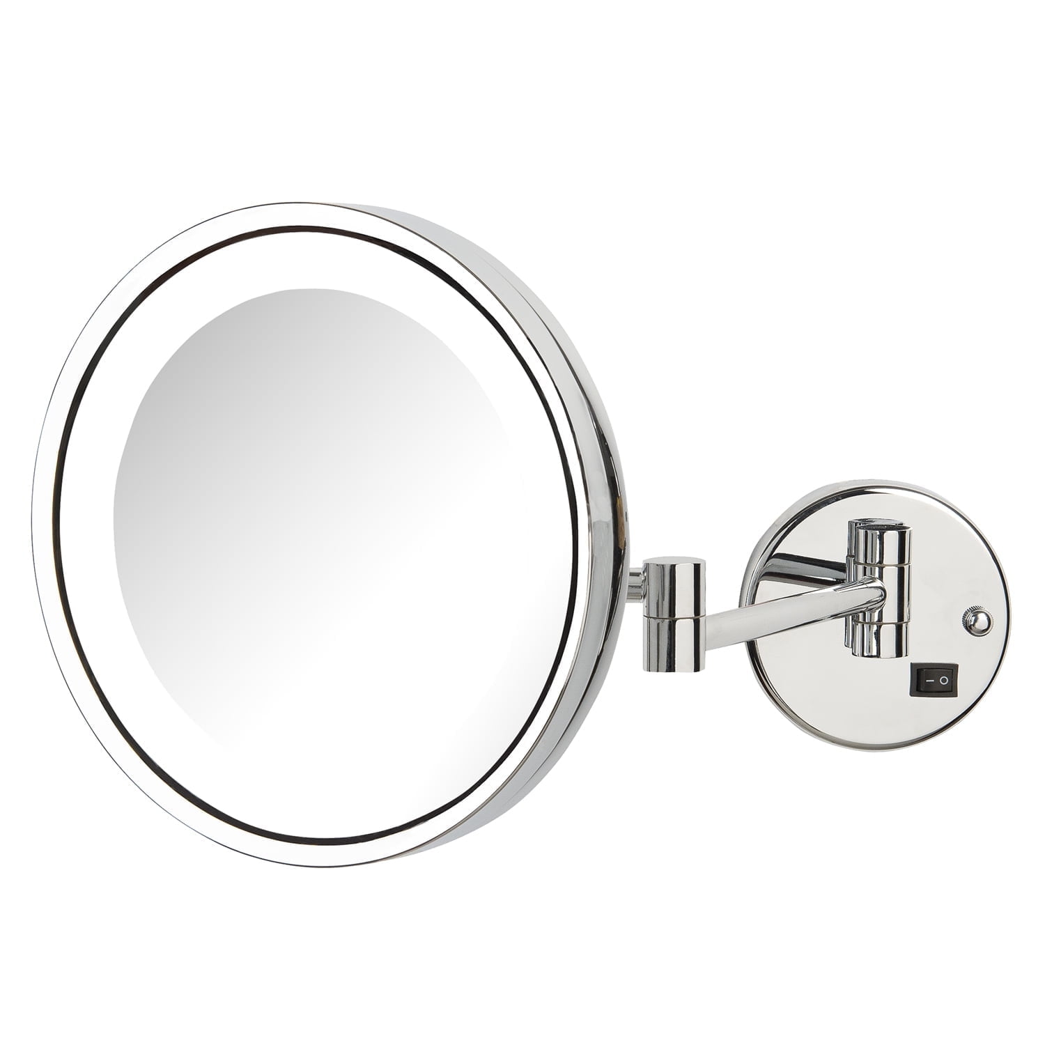 Jerdon Lighted Makeup Mirror - Hard Wired Wall Mount Magnifying Mirror with LED Lights - Polished Chrome Finish - 9.5-Inch Diameter - Model HL1016CLD