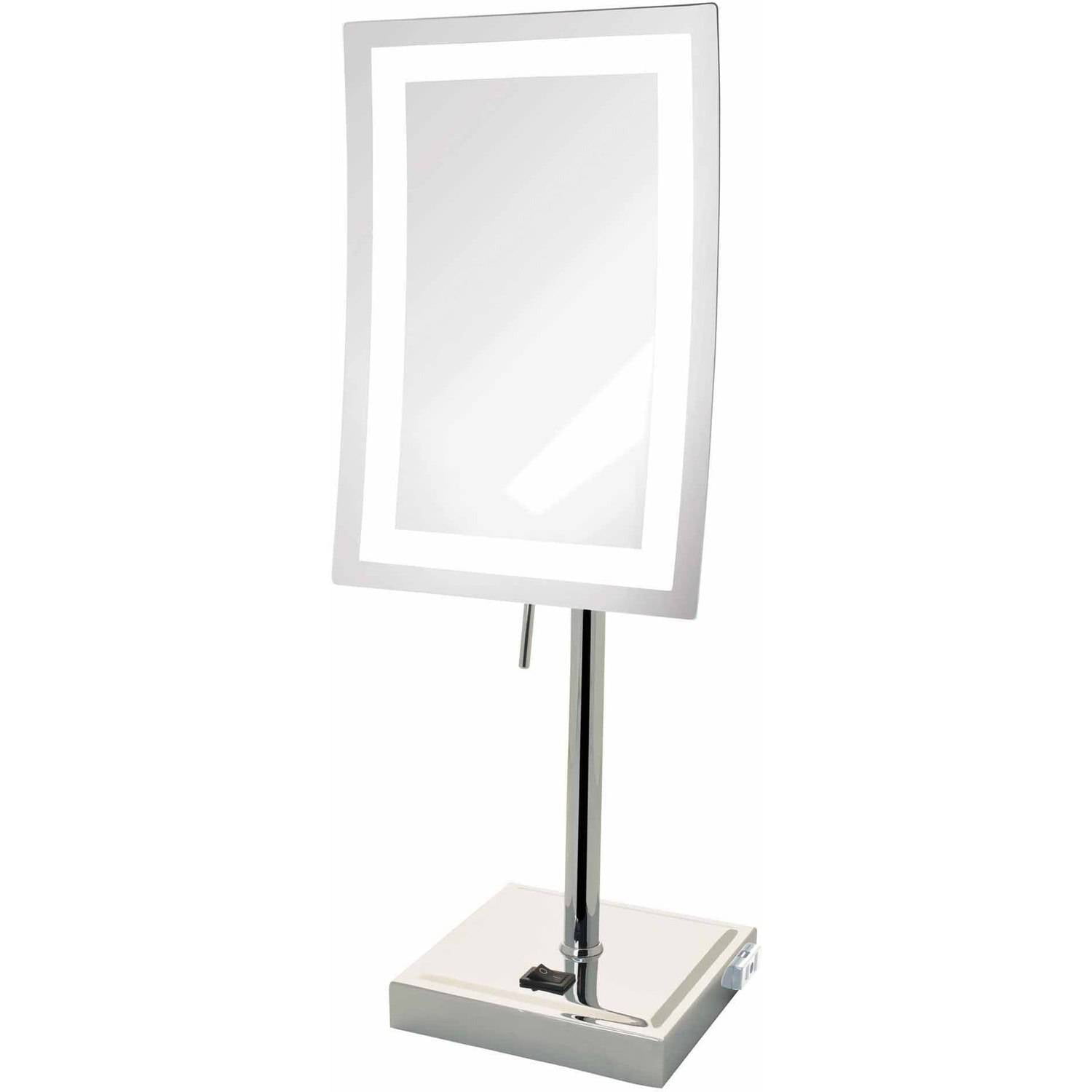 Jerdon 6.5 inch by 9 inch Rectangular Lighted Tabletop Makeup Mirror, 5X Magnification in Chrome Finish-Model JRT910CL