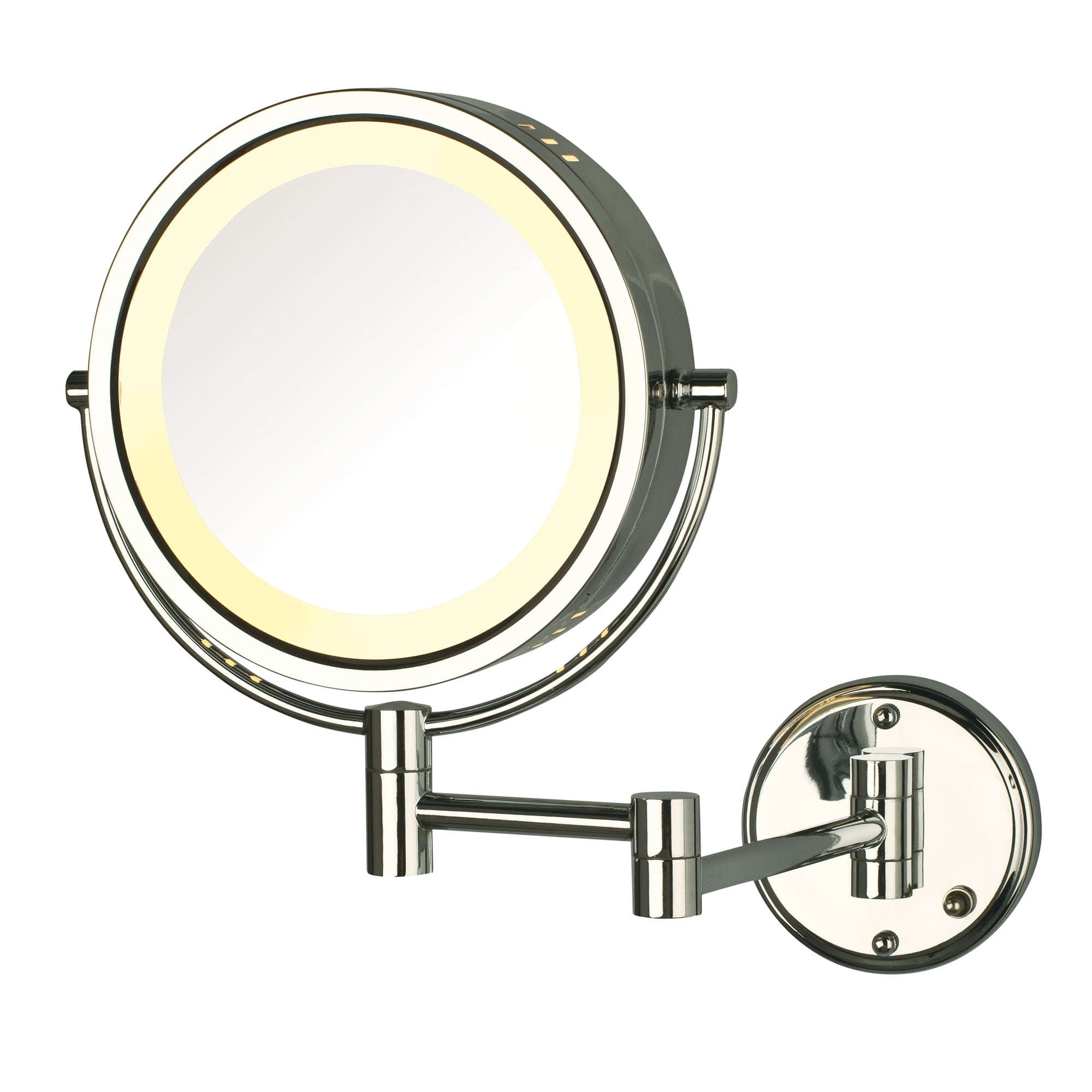 Jerdon 8.5 inch Diameter Wall-Mounted Lighted Makeup Mirror with 8X-1X Magnification, Chrome Finish, Direct Wire-Model HL75CD
