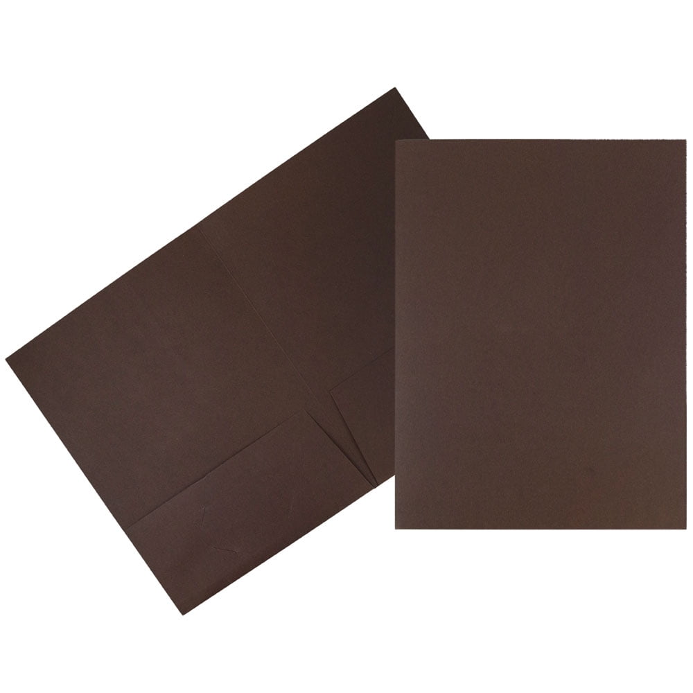 JAM Linen Two Pocket Folders, Chocolate Brown, 100/Pack