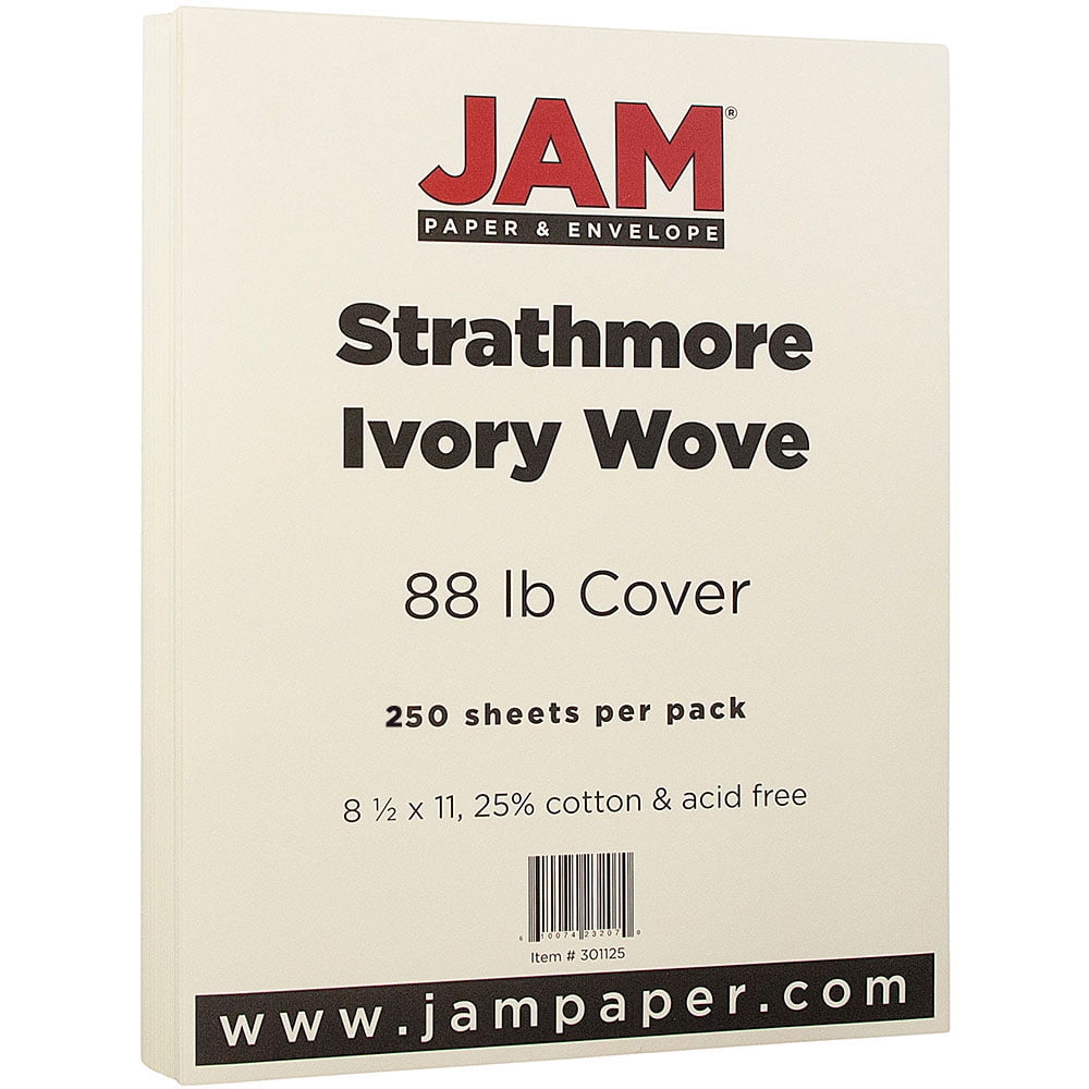 JAM Paper Wove Cardstock, 8.5 x 11, 88lb Ivory, 250 per Pack