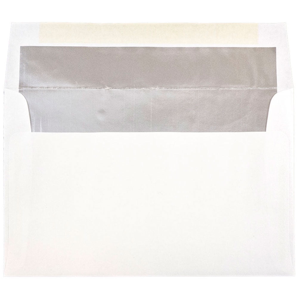 JAM Paper A10 Foil Lined Invitation Envelopes, 6 x 9 1/2, White with Silver Foil, Bulk 250/Box