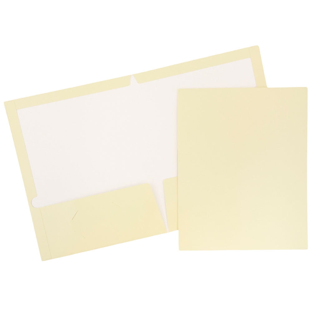 JAM Paper Glossy Two Pocket Folders, Ivory, 50/Pack