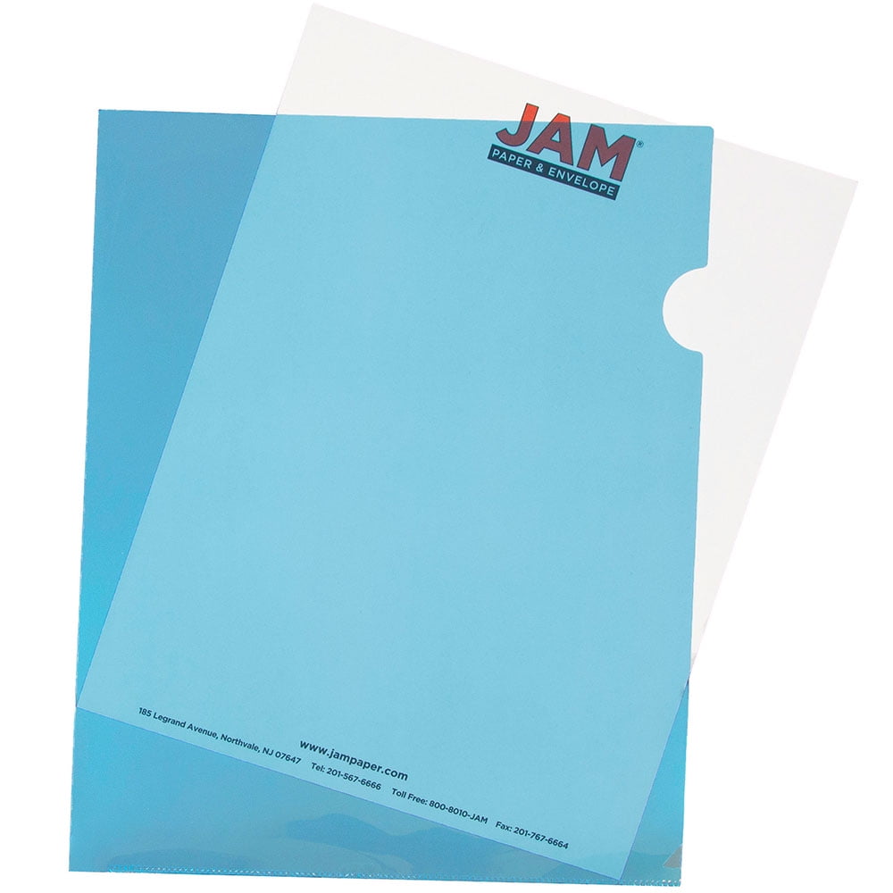 JAM Paper Plastic Sleeves, 9 x 11 1/2, Blue, 120/Pack