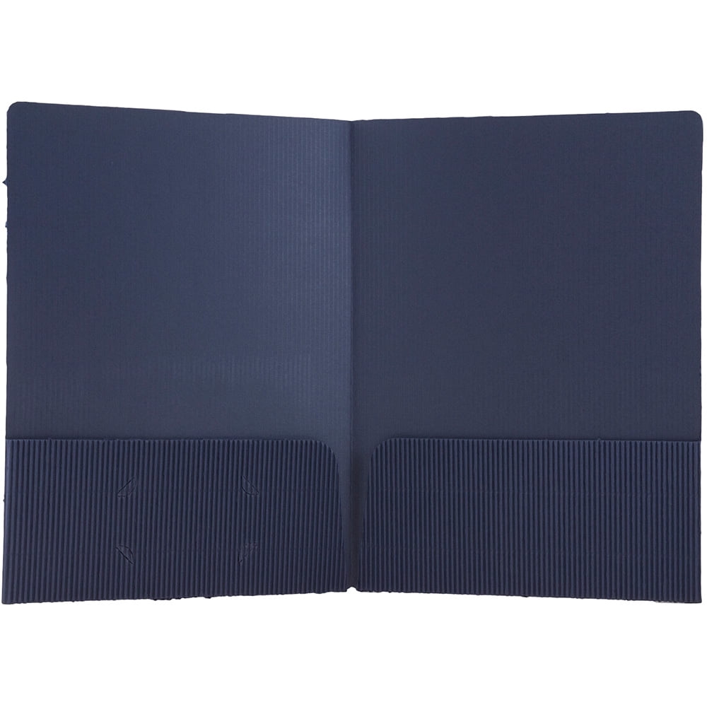 JAM Paper 9 x 12 Corrugated Fluted Folders, Navy Blue, pack of 100
