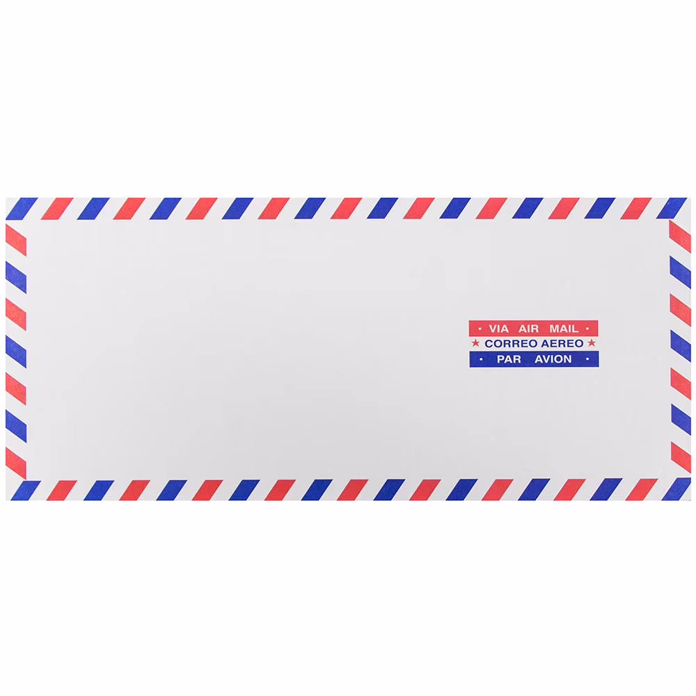 JAM #10 Airmail Envelopes, 4 1/8 x 9 1/2, 1000/Carton