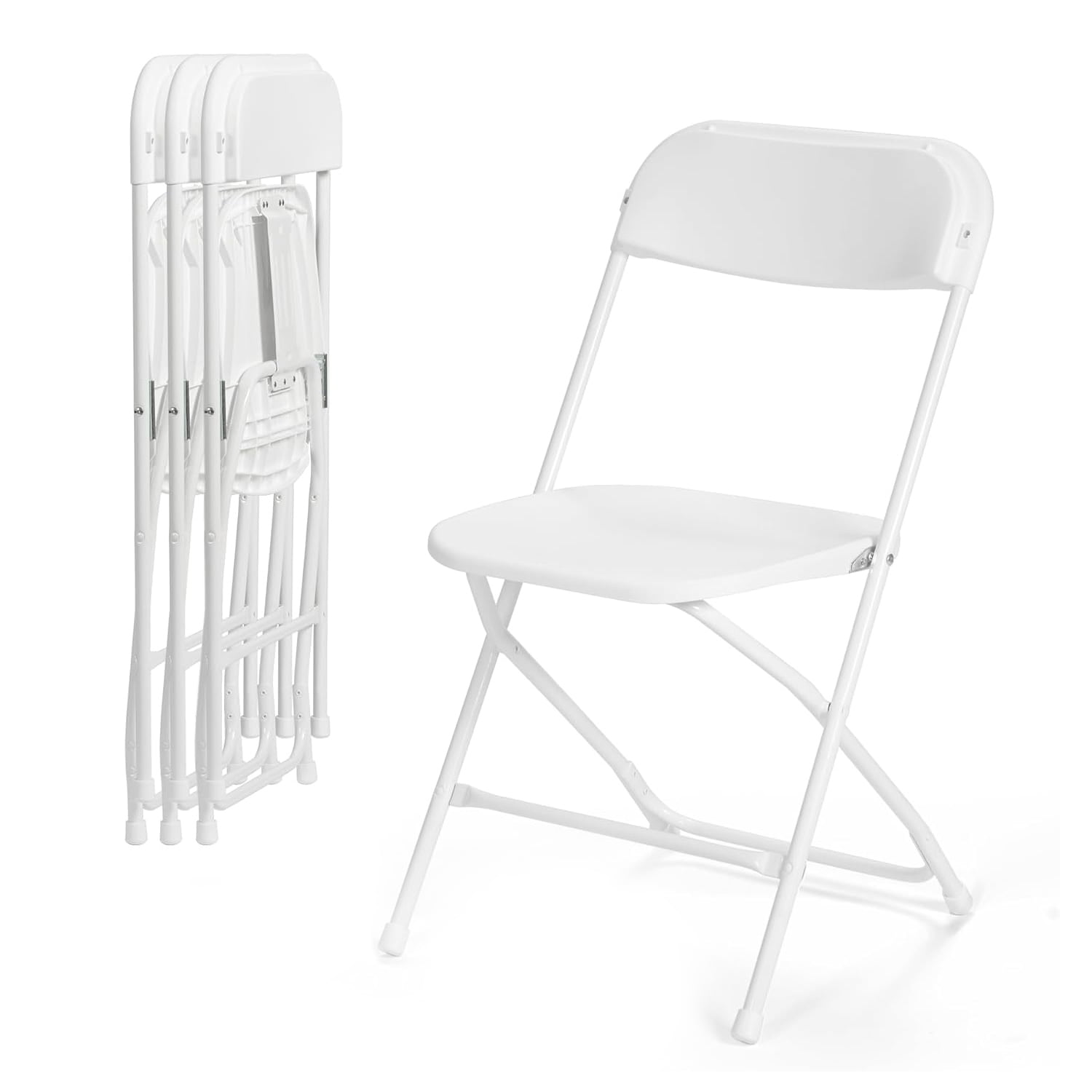 JINSEED 4 Pack Plastic Folding Chair, Lightweight Portable Party Banquet Event Chairs for Outdoors, White