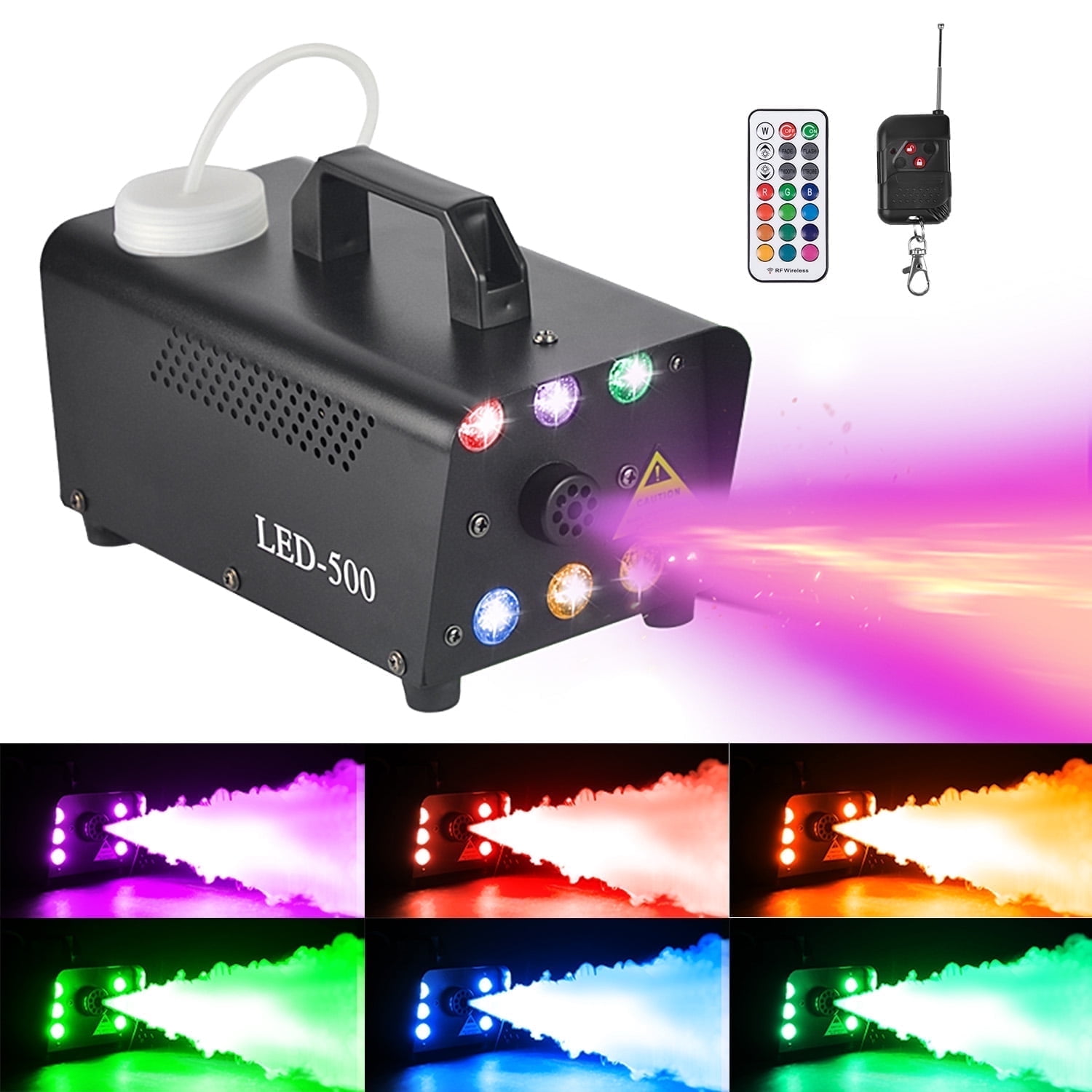 Joyfy Halloween Fog Machine,500W Outdoor Smoke Machine with 13 Colorful LED Lights & Wireless Remote Control for Wedding,Halloween,Party (Not Included Atomized Liquid)