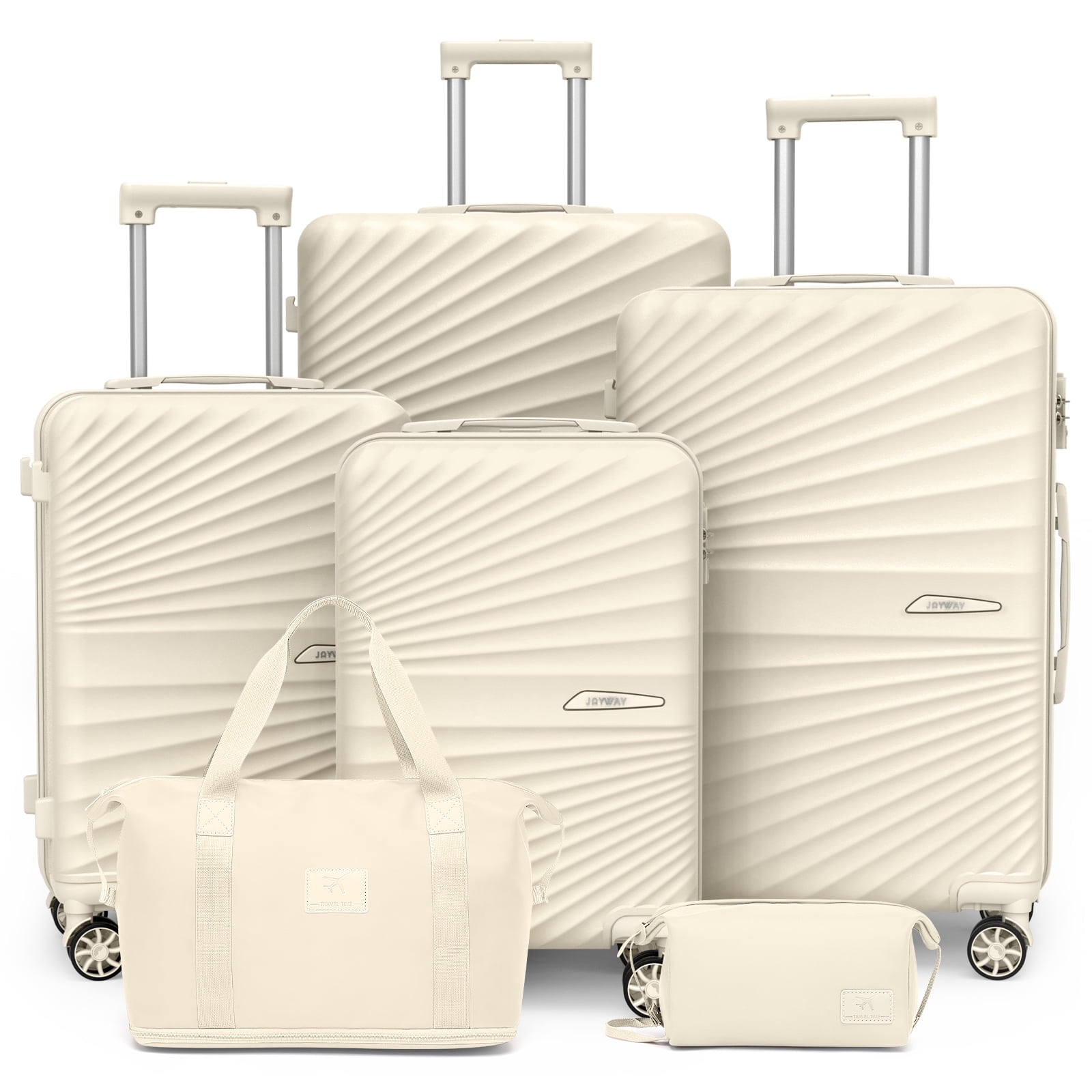 Joyway 6 Piece Hardshell Luggage Set with Spinner Wheels TSA Lock and Scratch-Resistant Finish Durable Lightweight Suitcases(Tote bags in mixed styles)