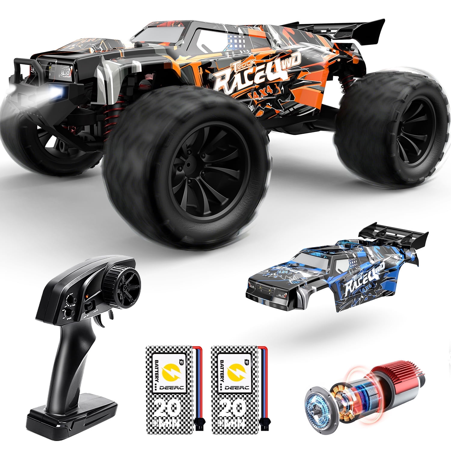 JoyStone High Speed RC Car, 1:16 Scale 30+MPH Remote Control Monster Truck All Terrain Off-Road Truck, 4WD Electric Vehicle Hobby Toy with 2 Batteries for Kids Adults