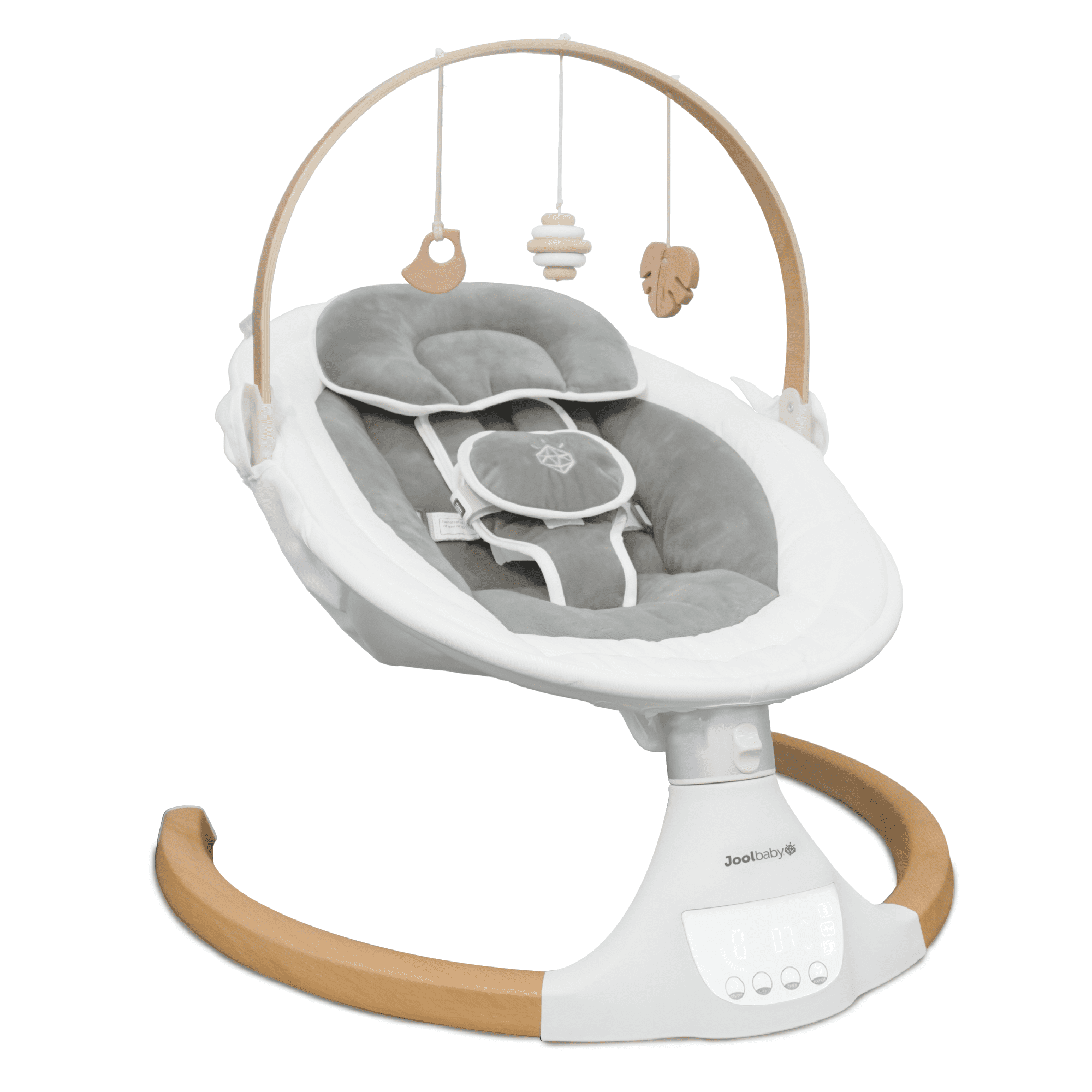 Jool Baby Nova Nature Baby Swing for Newborns – Electric Motorized Infant Swing with Bluetooth Music, Remote & Natural Wood Toys