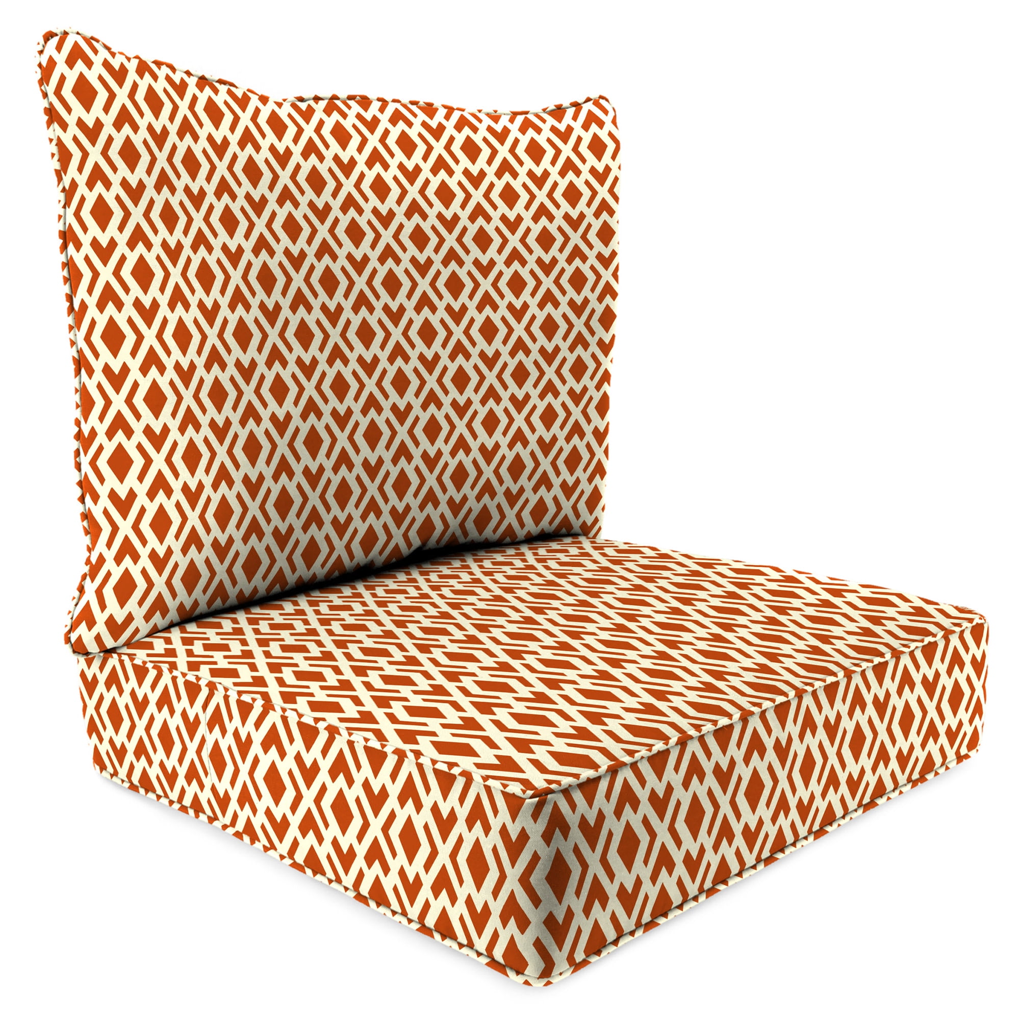 Jordan Manufacturing 46.5" x 24" Lorcan Spice Rust Diamond Rectangular Outdoor Deep Seat Chair Cushion Set with Welt