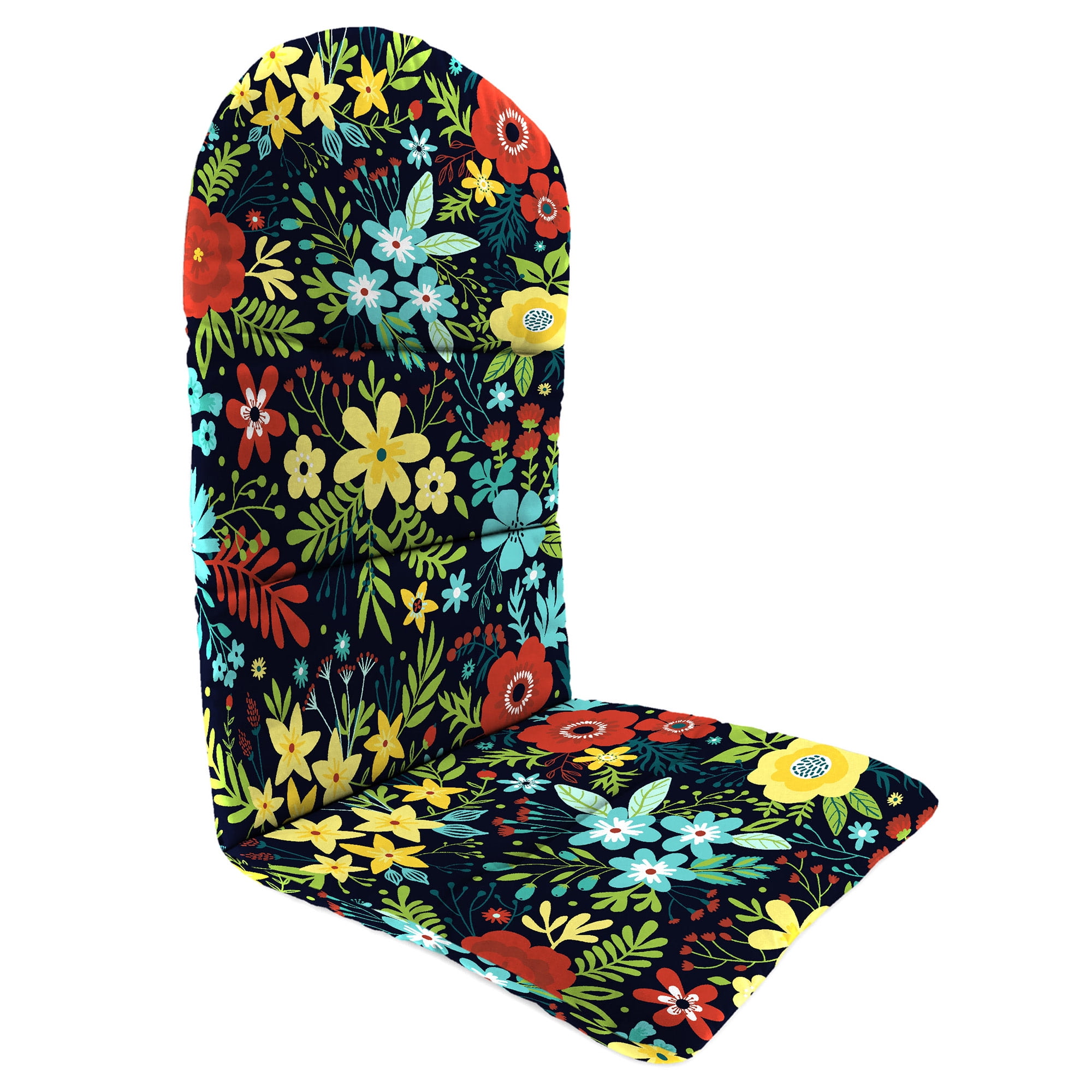 Jordan Manufacturing 49" x 20.5" Black Floral Rectangular Outdoor Adirondack Chair Cushion with Back Strap