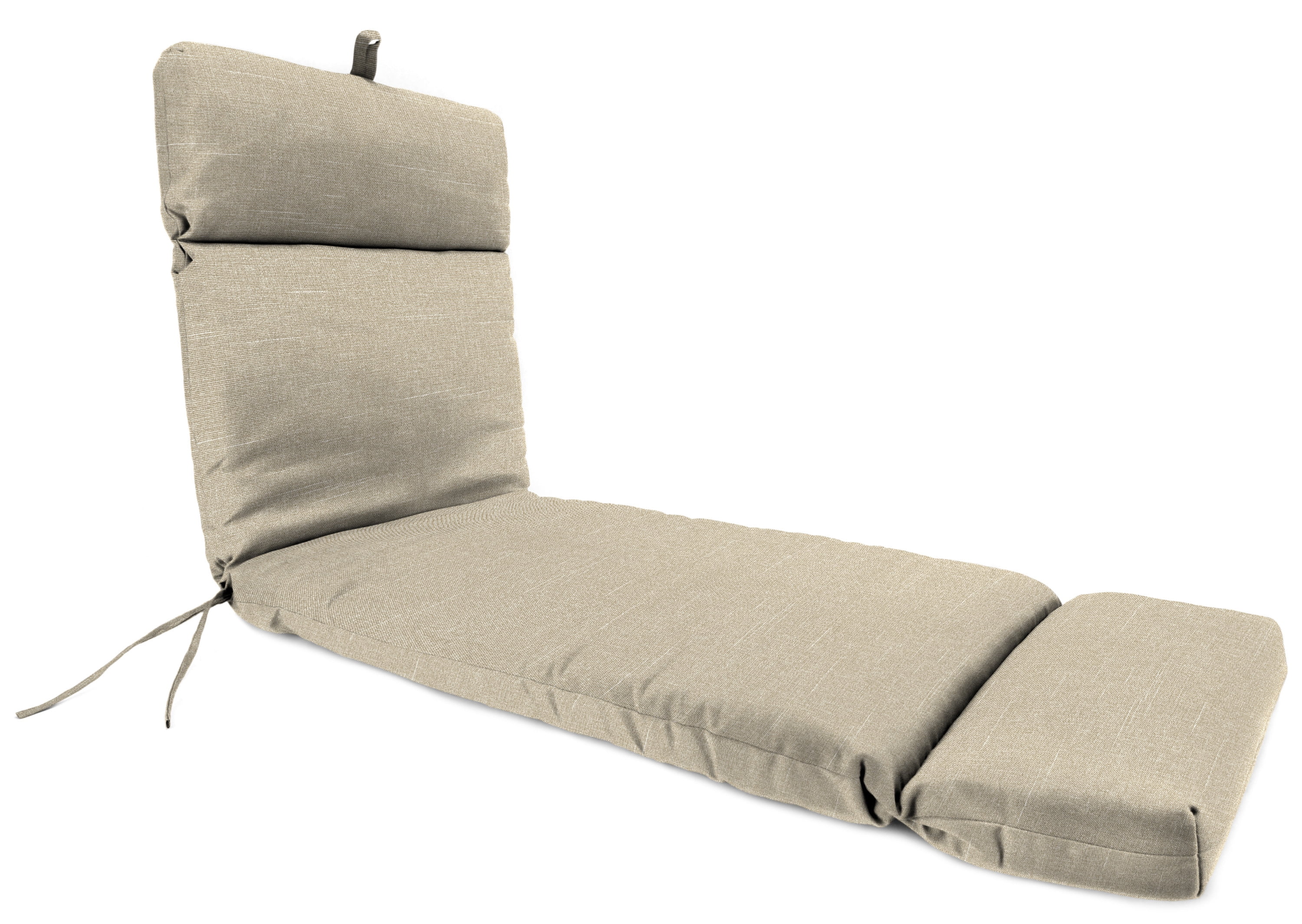 Jordan Manufacturing 72" x 22" Tory Bisque Tan Solid Rectangular Outdoor Chaise Lounge Cushion with Ties and Hanger Loop
