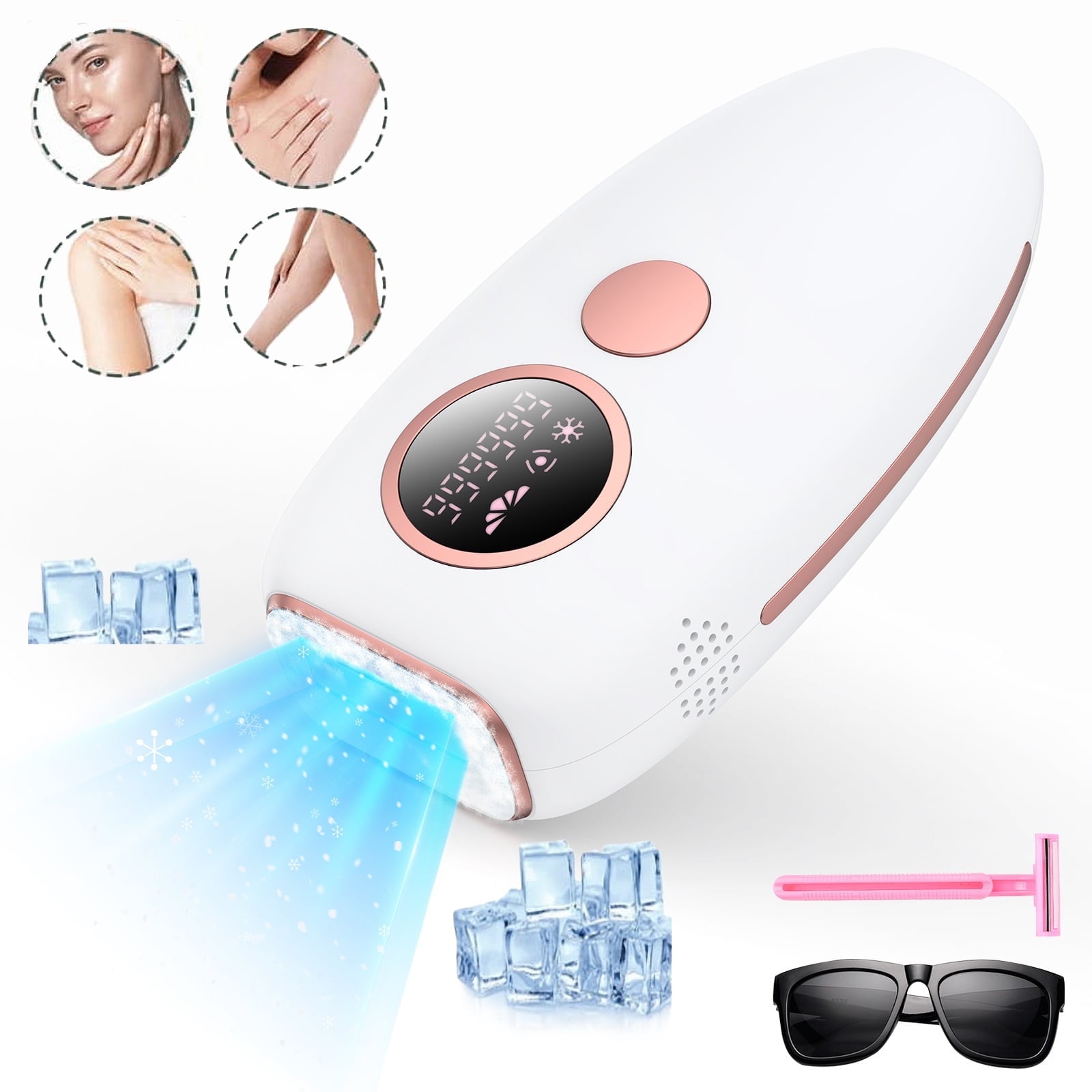 Juyafio Permanent Hair Removal, Laser Hair Removal for Women and Men, Ice Cooling Painless IPL Hair Removal Device, Painless Epilator for Facial Legs Arms Bikini Line