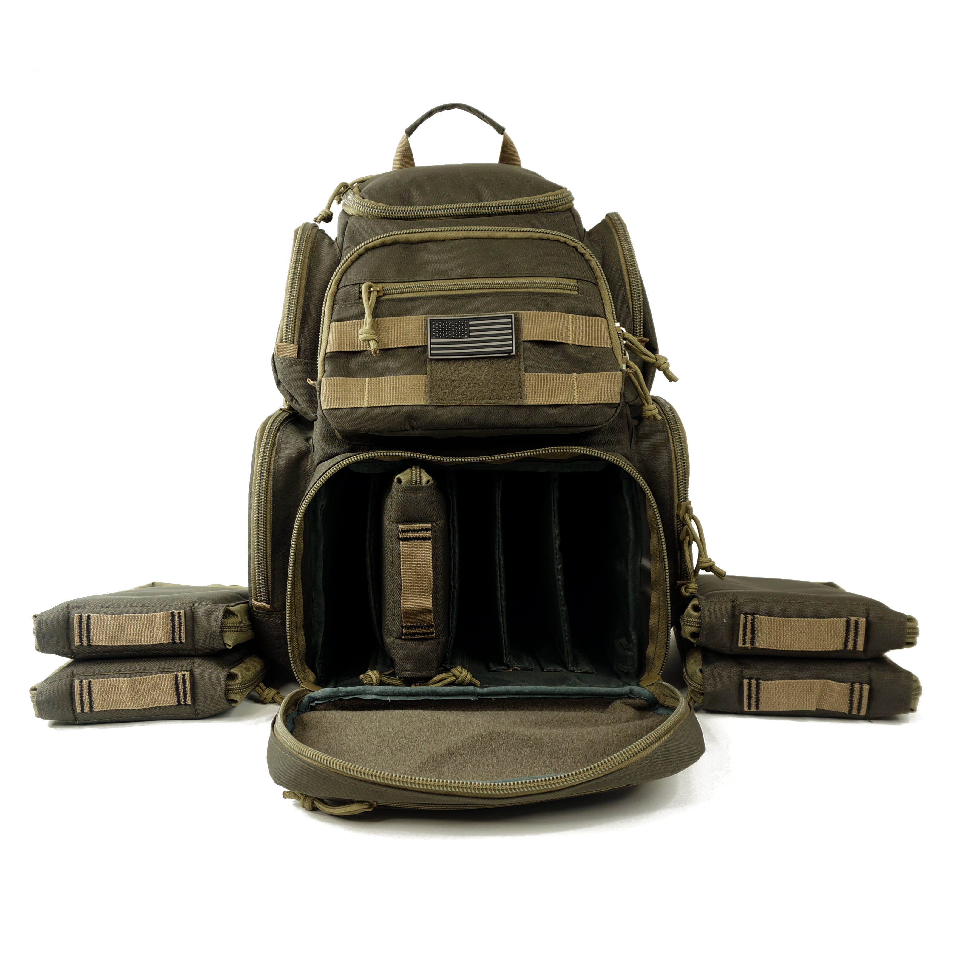 K-Cliffs Heavy Duty Lockable Pistol Backpack Shooting Range Gear in Color; Khaki. Unisex. Adults