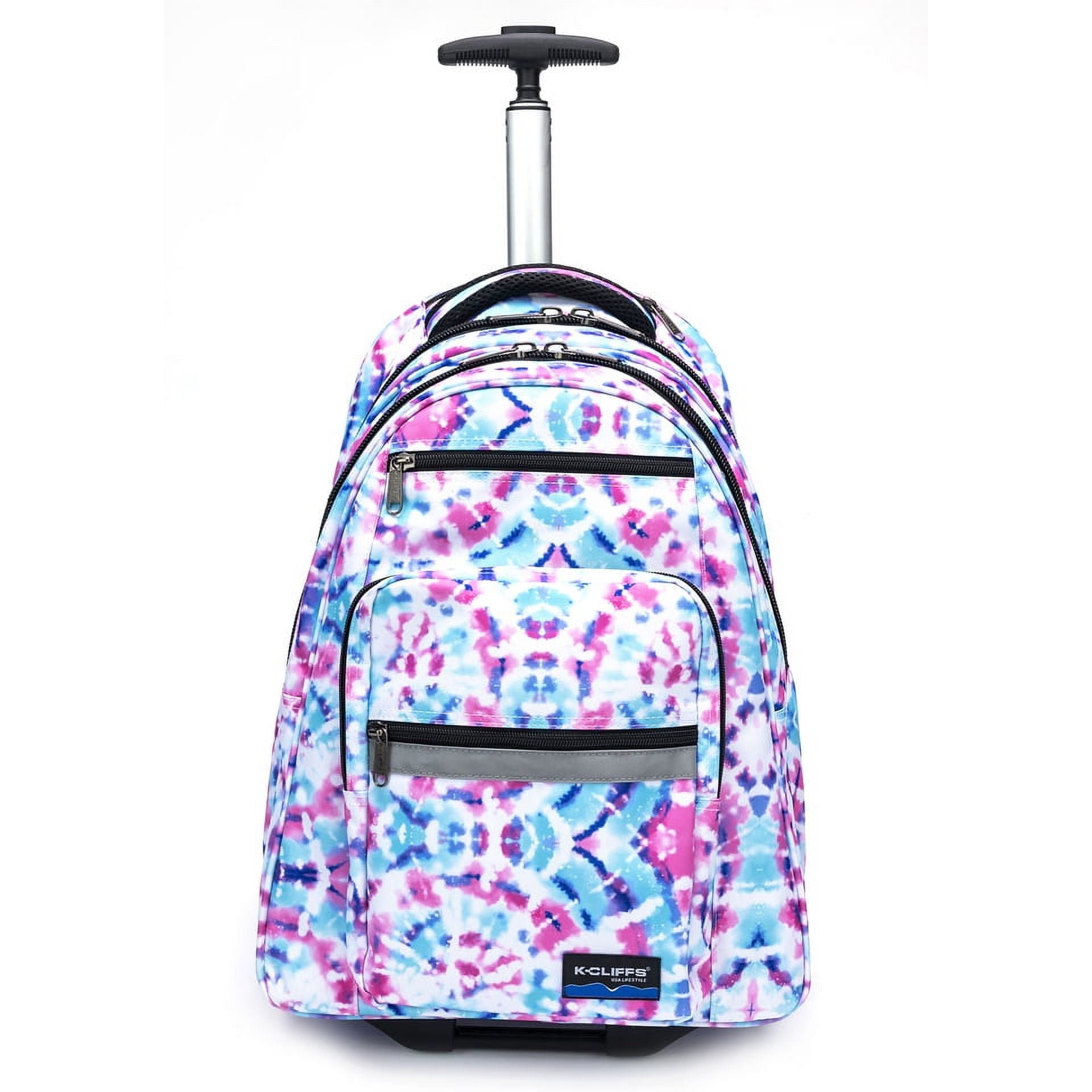 K-Cliffs Heavy Duty Rolling School Backpack, Traveling Book bag Pastel, Unisex, Teen-Adult