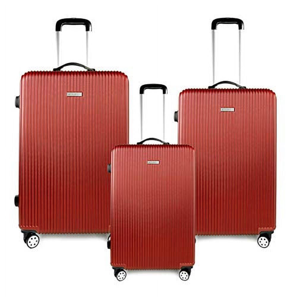 K-Cliffs 3pc Luggage set Hard Side Suitcase Lightweight 3 ABS Spinner w/Zippers in Color Red 20 in. H x 9 in. W x 14 in. L, (7.5 lbs) | 24 in. H x 11 in. W x 16 in. L, (8.5 lbs) | 28 in. H x