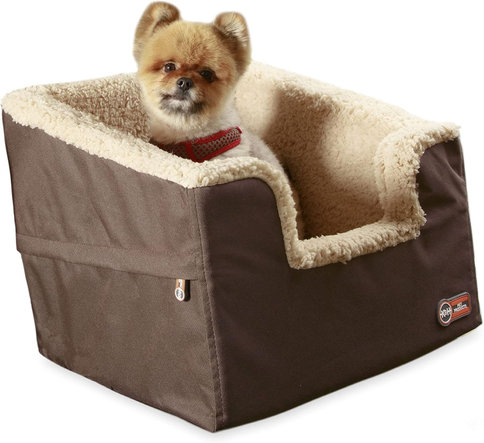 K&H Pet Products Bucket Booster Rectangle Pet Car Seat - Small - Chocolate and Tan