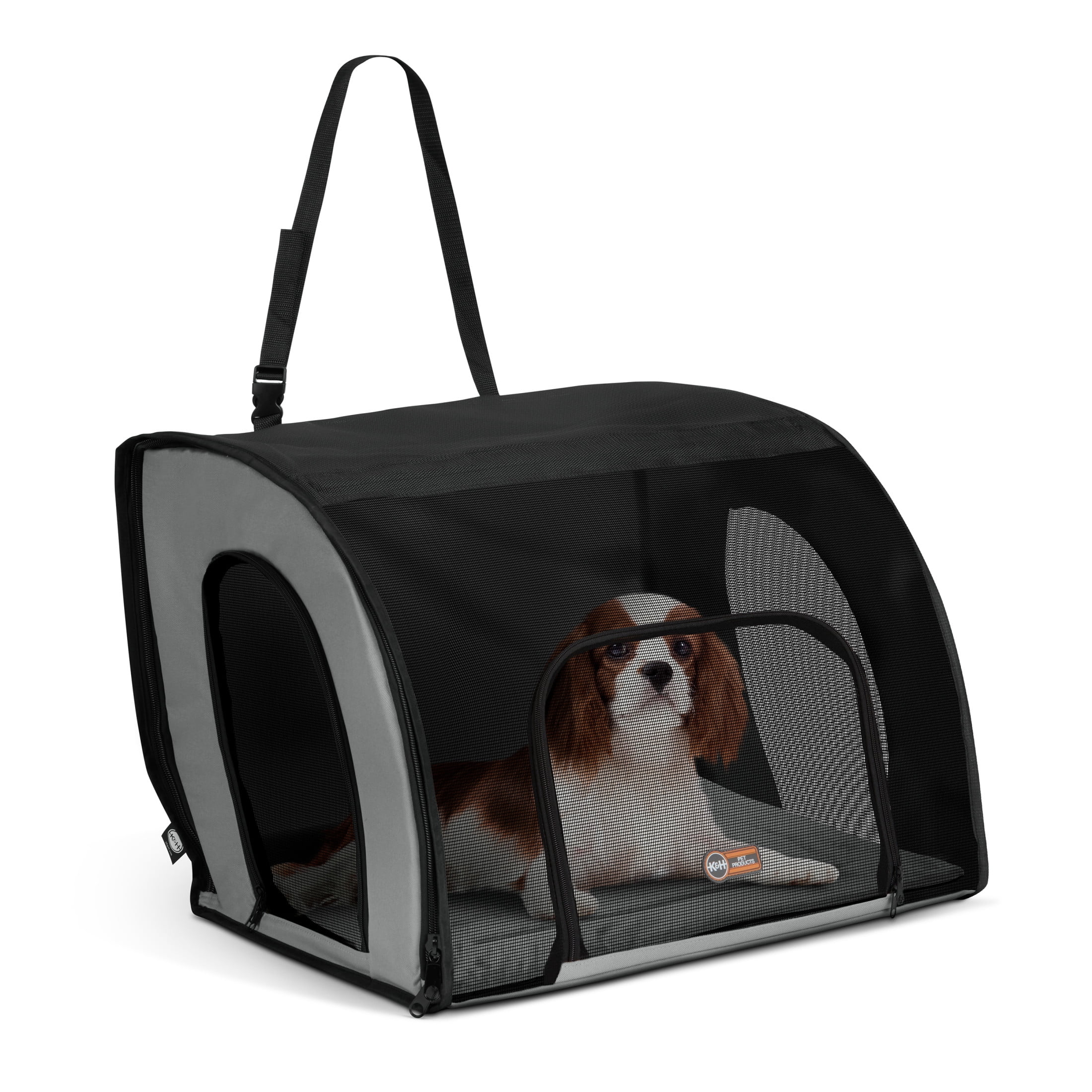 K&H Pet Products Travel Safety Carrier for Pets Gray/Black Medium 24 X 19 X 17 Inches