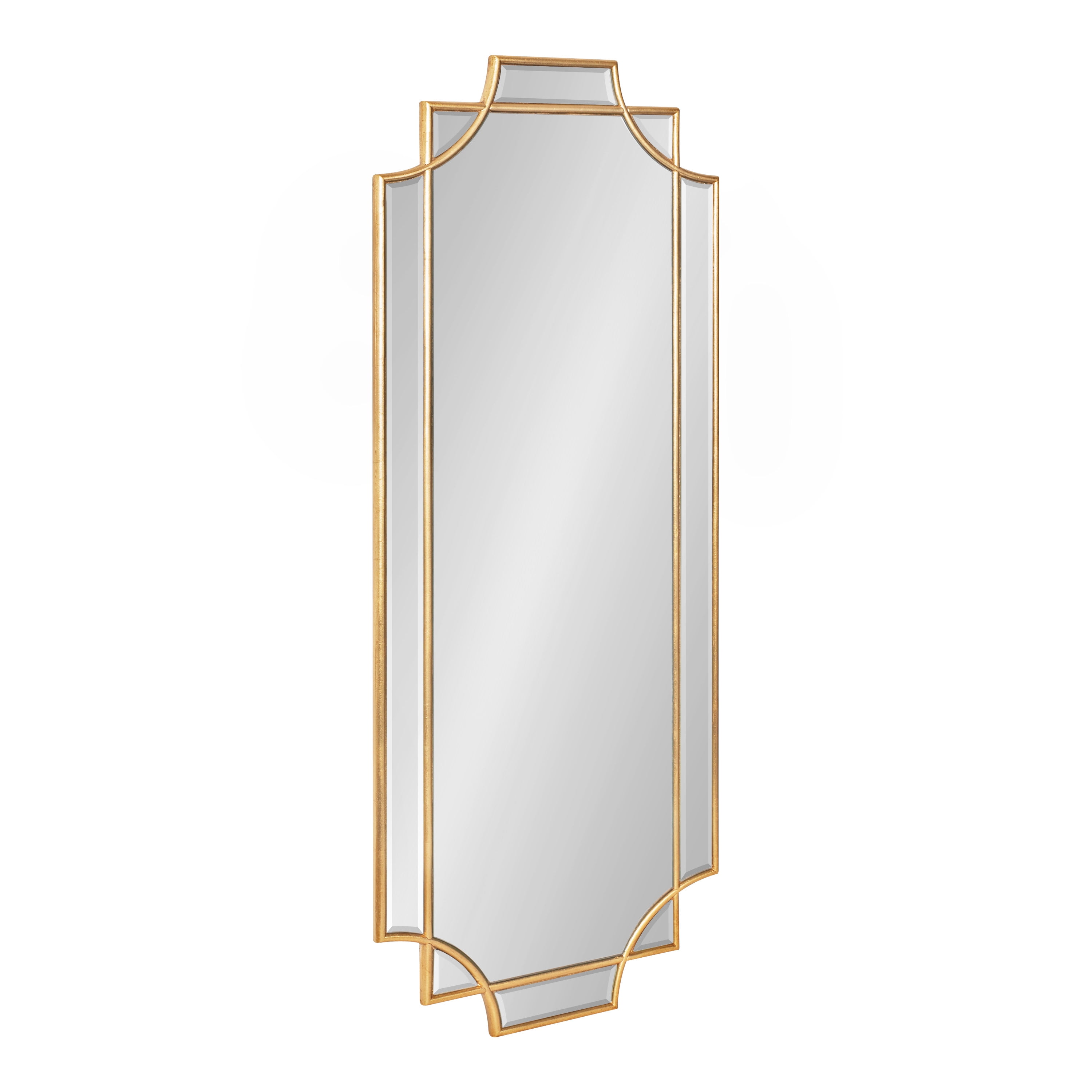 Kate and Laurel Minuette Glam Wall Mirror, 16 x 42, Gold, Elegant Traditional Home Decor With A Boho Charm