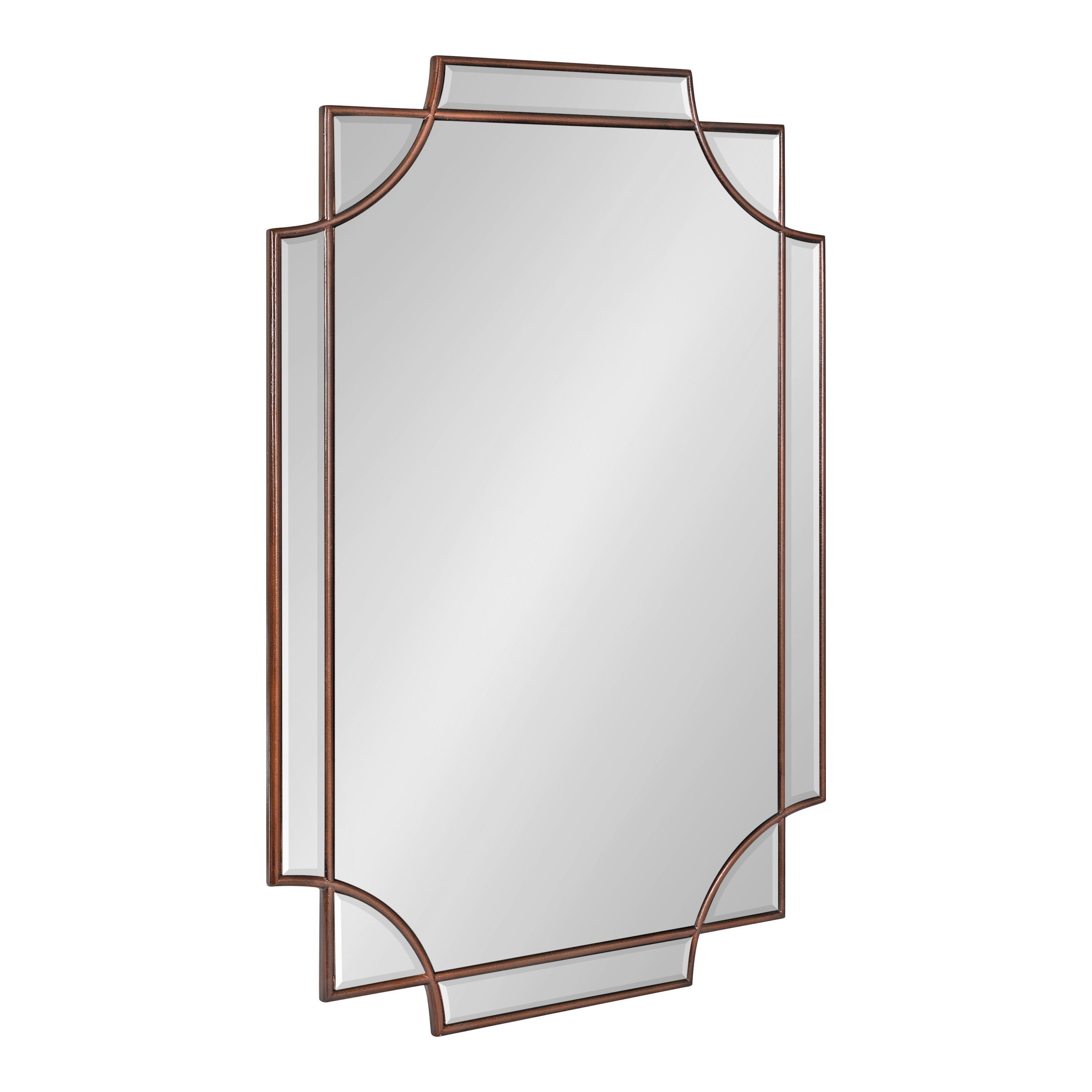 Kate and Laurel Minuette Traditional Wall Mirror, 24 x 36, Bronze, Decorative Farmhouse Mirror with Elegant Scalloped Interlocking Geometry With Slim Profile