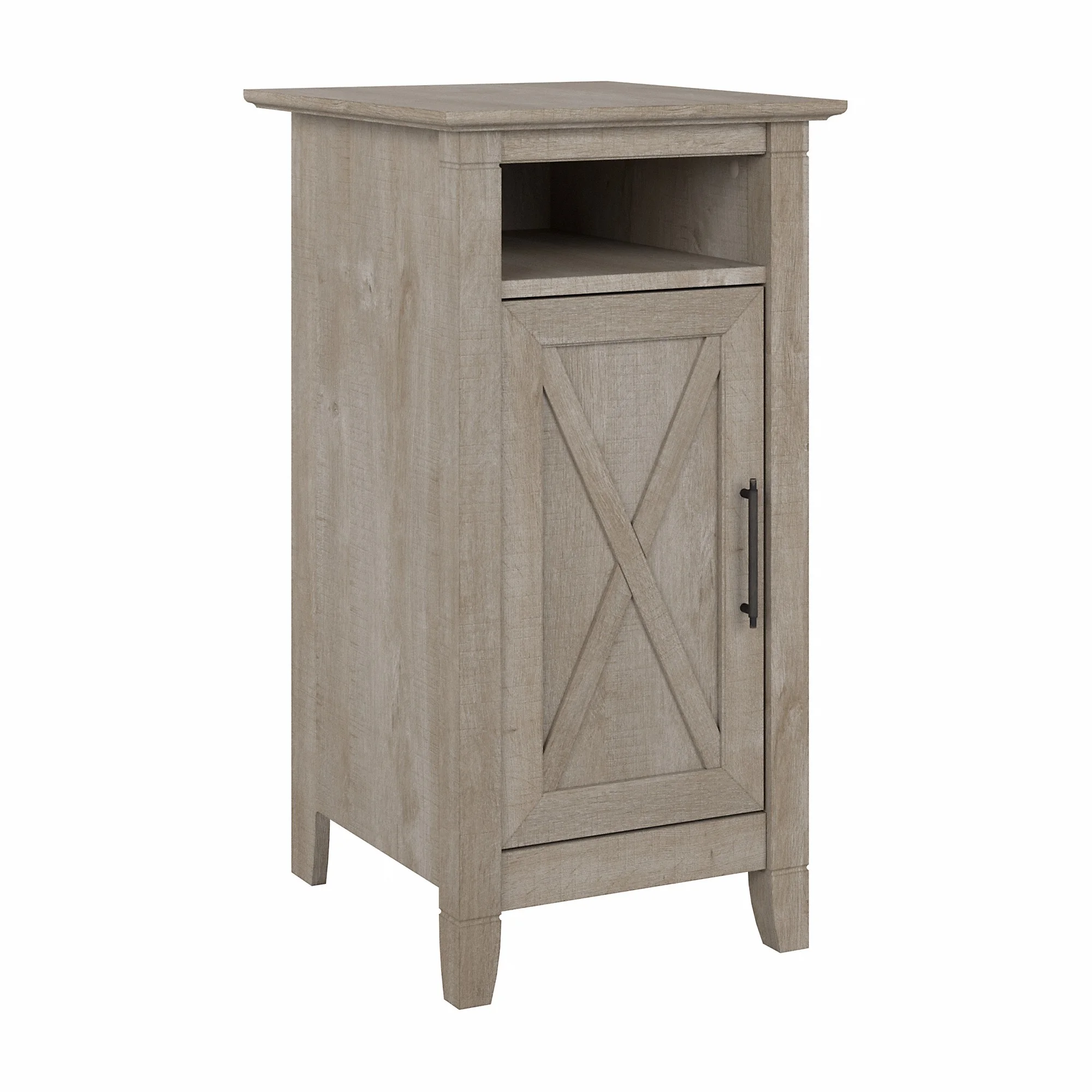 Key West End Table with Door in Washed Gray - Engineered Wood