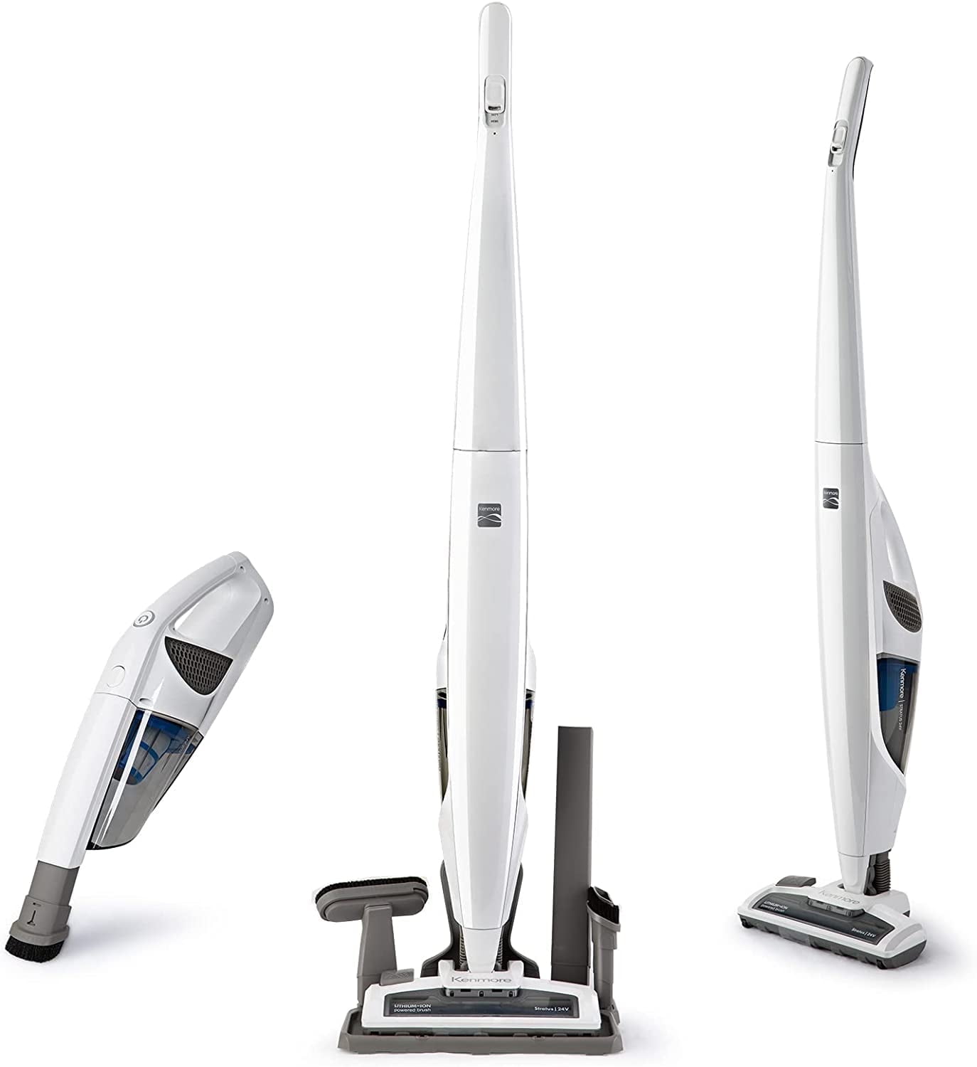 Kenmore DS1030 Lightweight Cordless Stick Vacuum Cleaner, 24V, White, Handvac under 3lbs