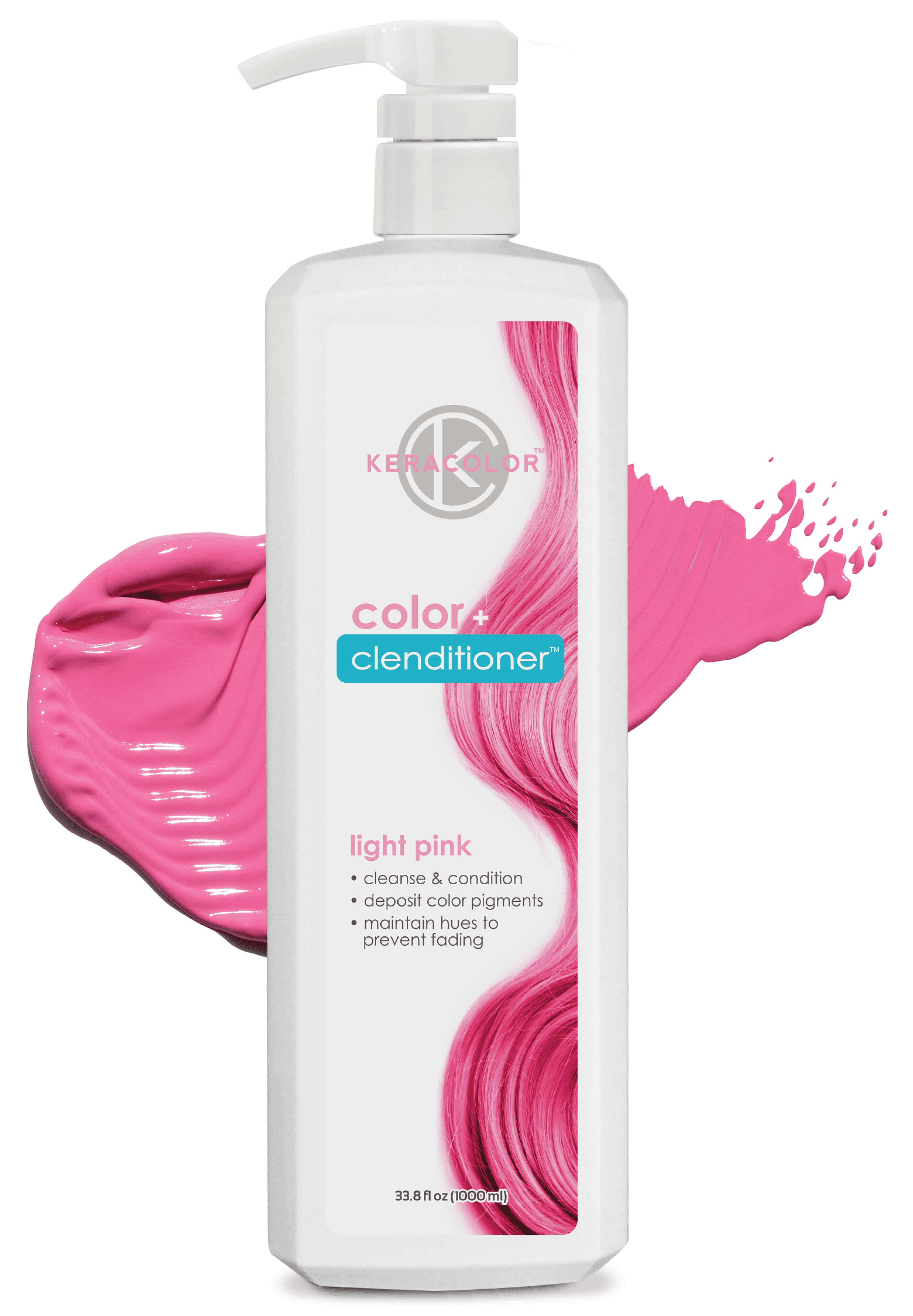 Keracolor Semi Permanent Hair Dye 3 in 1 Clenditioner, Light Pink, 33.8 fl oz