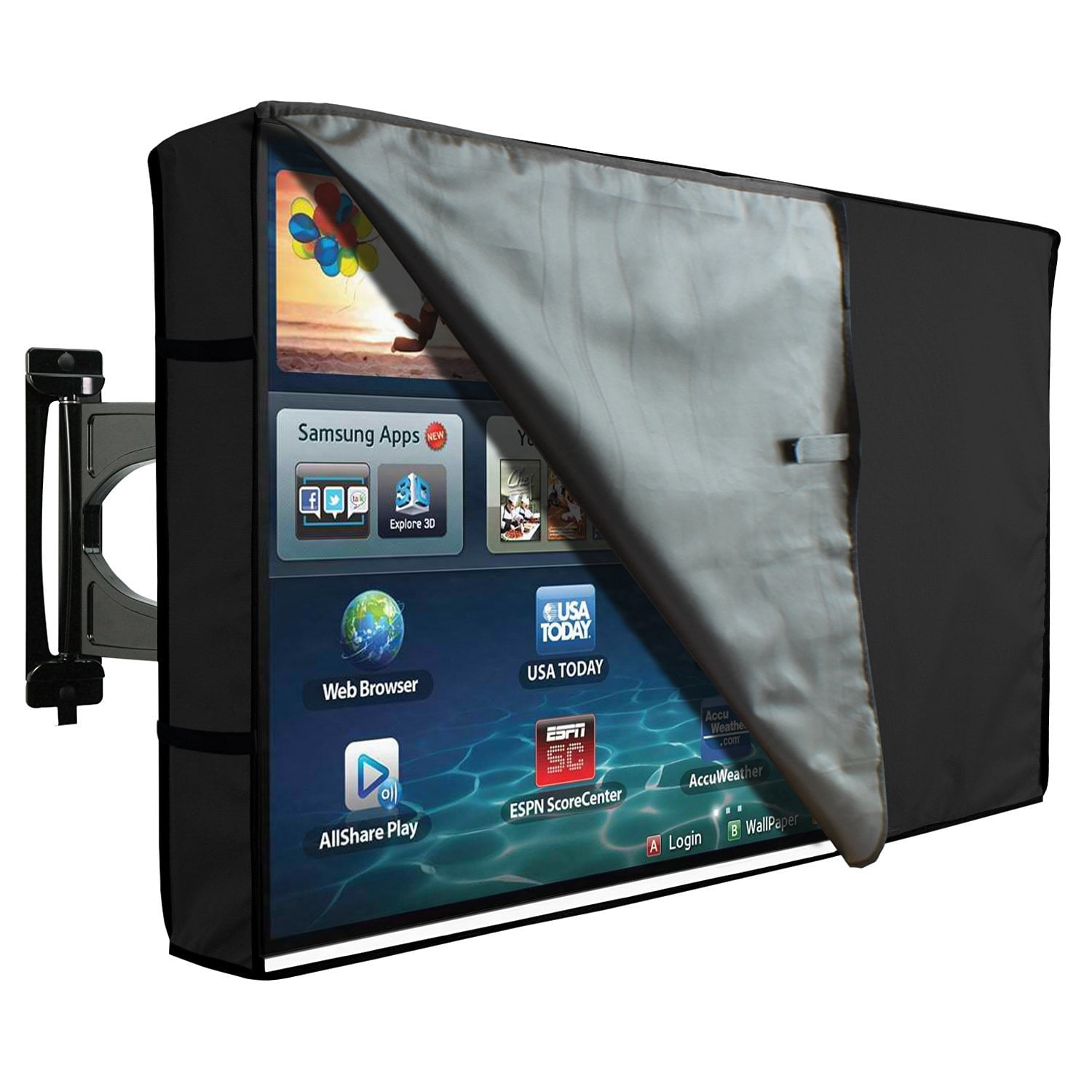 Khomo Gear 45.5" x 4.5" x 29" Black Patio TV Cover, Waterproof