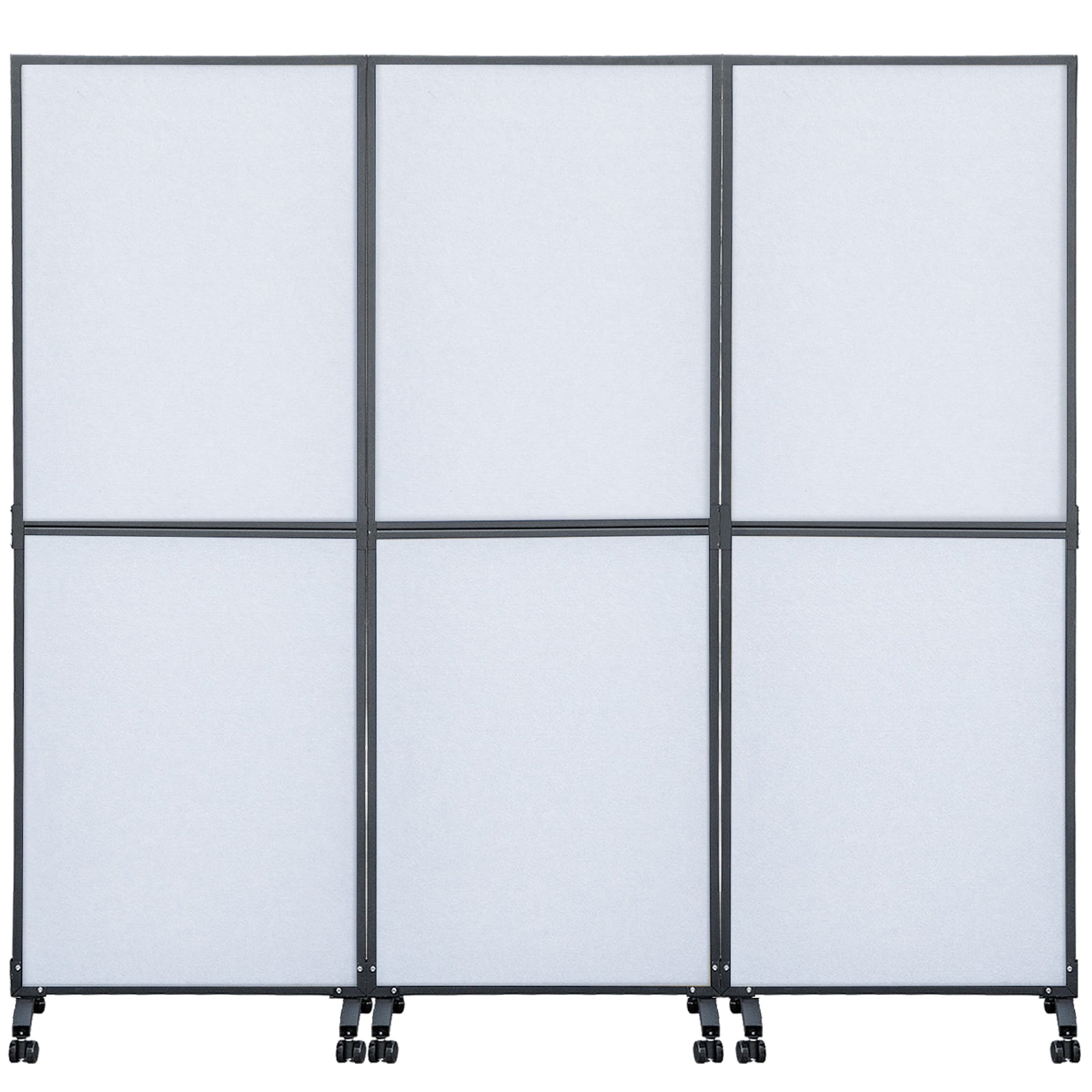 KFFKFF Acoustic Room Divider 72" x 66" Office Partition Panel 3 Pack Office Divider Wall Cool Gray Office Dividers Partition Wall Polyester & 45 Steel Cubicle Wall Reduce Noise
